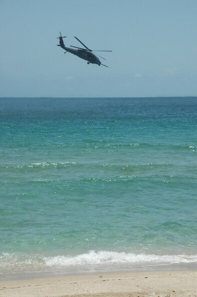 PATRICK AIR FORCE FORCE BASE, Fla. - Rescue Reservists from the Air Force Reserve's 920th Rescue Wing here have joined the search for a missing ocean kayaker October 14, 2010 off the coast of Patrick Air Force Base. The Pave Hawk is a highly modified version of the Army Black Hawk helicopter which features an upgraded communications and navigation suite and has the ability to refuel while in flight to increase the range of ongoing search and rescues. (U.S. Air Force photo/Capt. Cathleen Snow)