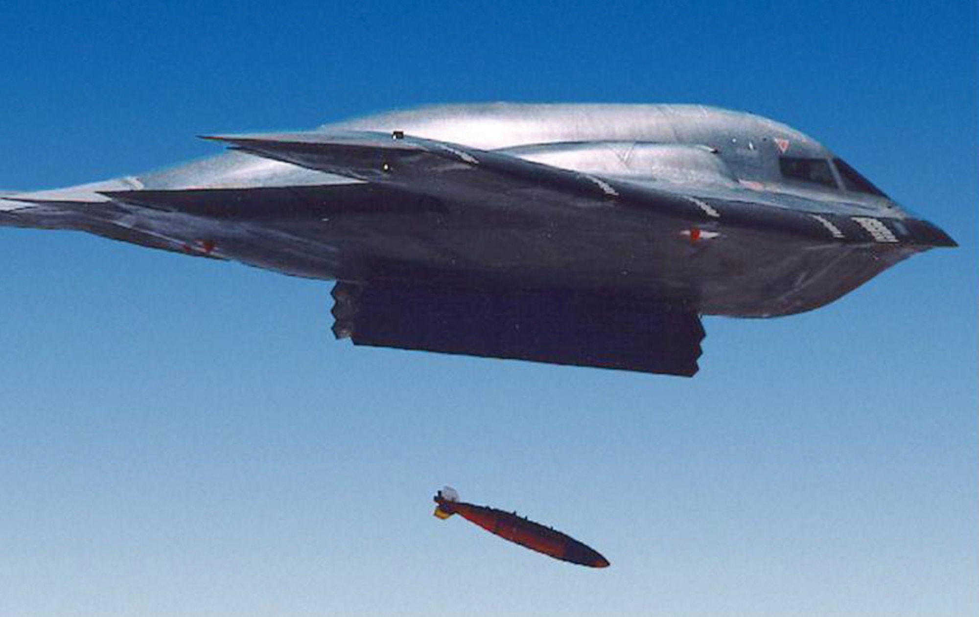 AFRL's newly developed skin for the hot trailing edge of the B-2 aircraft consists of the composite material AFR-PE-4. (Air Force image)