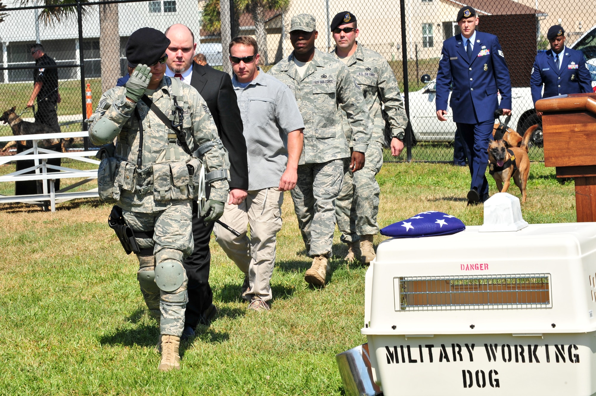 “It was one of the hardest tasks I’ve accomplished since entering the Air Force. Leading him up the steps to the veterinary clinic – knowing he wouldn’t be walking back out with me,” said Staff Sgt. Justin Sonnier. After battling cancer for some time, Pancho was laid to rest by Army Capt. Ericka Carroll, base veterinarian, “Pancho
accomplished so much during his time at Patrick. The loss of any animal hurts, but especially one whose lifetime contributions have left an unforgettable mark on those he served,” Capt. Carroll said.