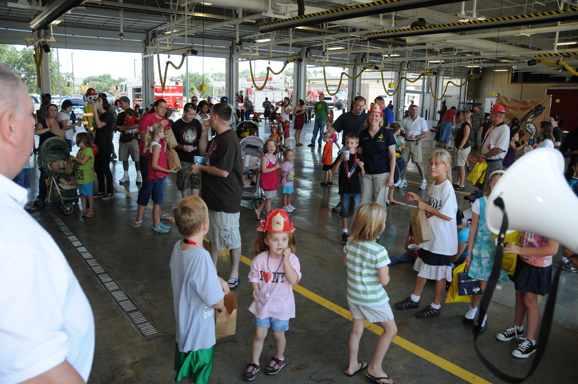 Parents and children alike enjoy the first open house in Keesler's new fire department facility, Oct. 9.  (U.S. Air Force photo by Kemberly Groue)