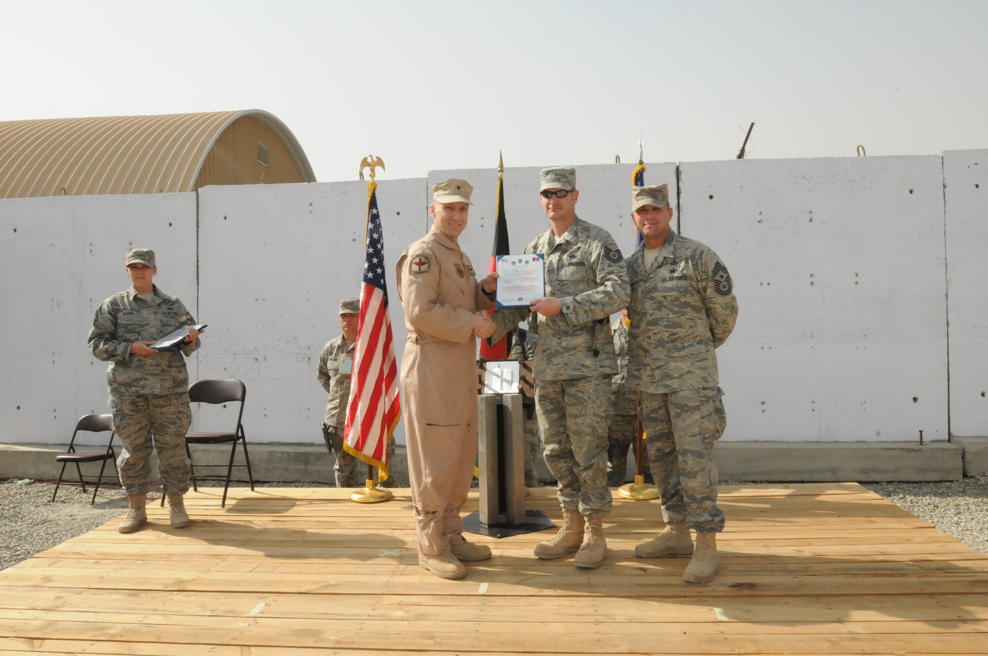 Kabul, Afghanistan - The 438th AEW honored the seven inductees in the 2010 Senior NCO Induction Ceremony on Oct 14.  (U.S. Navy photo by Mass Communications Specialist 3rd Class Jared E. Walker / RELEASED).