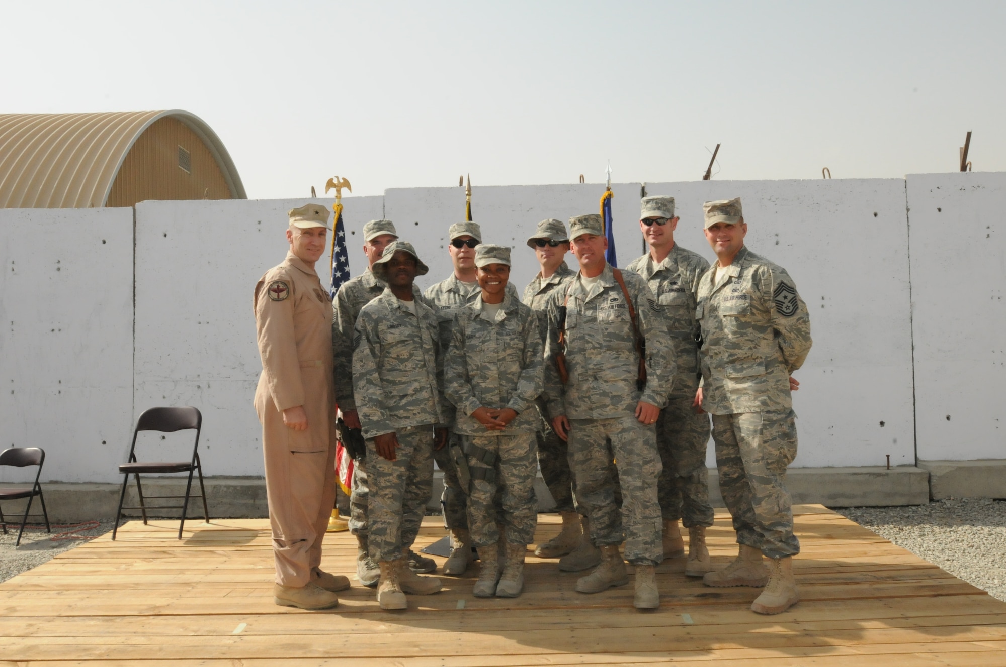 Kabul, Afghanistan - The 438th AEW honored the seven inductees in the 2010 Senior NCO Induction Ceremony on Oct 14.  (U.S. Navy photo by Mass Communications Specialist 3rd Class Jared E. Walker / RELEASED).