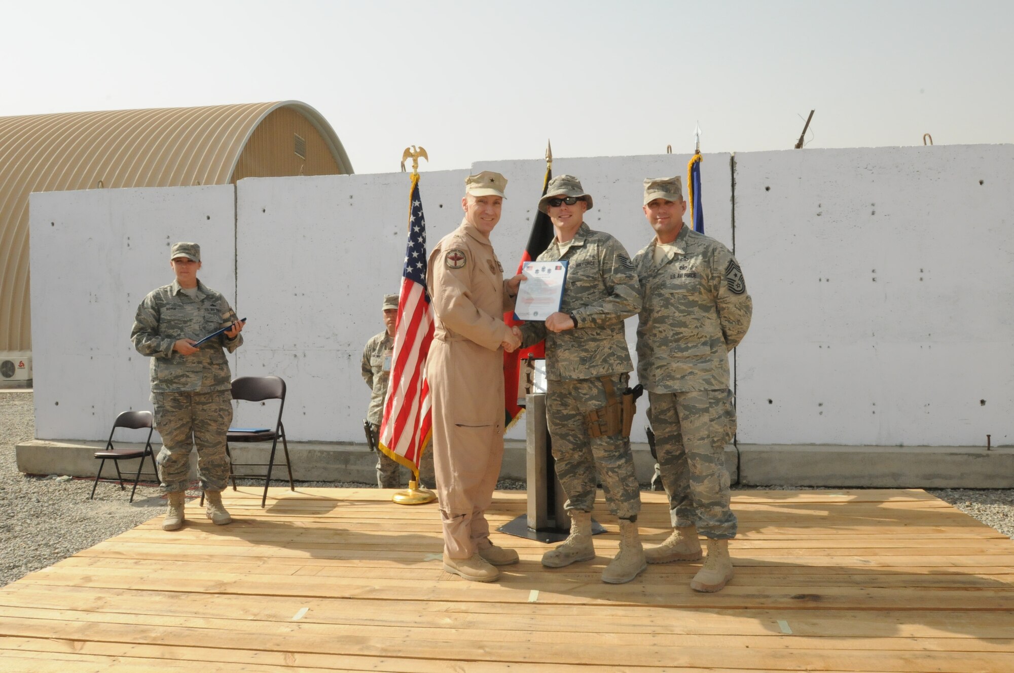 Kabul, Afghanistan - The 438th AEW honored the seven inductees in the 2010 Senior NCO Induction Ceremony on Oct 14.  (U.S. Navy photo by Mass Communications Specialist 3rd Class Jared E. Walker / RELEASED).