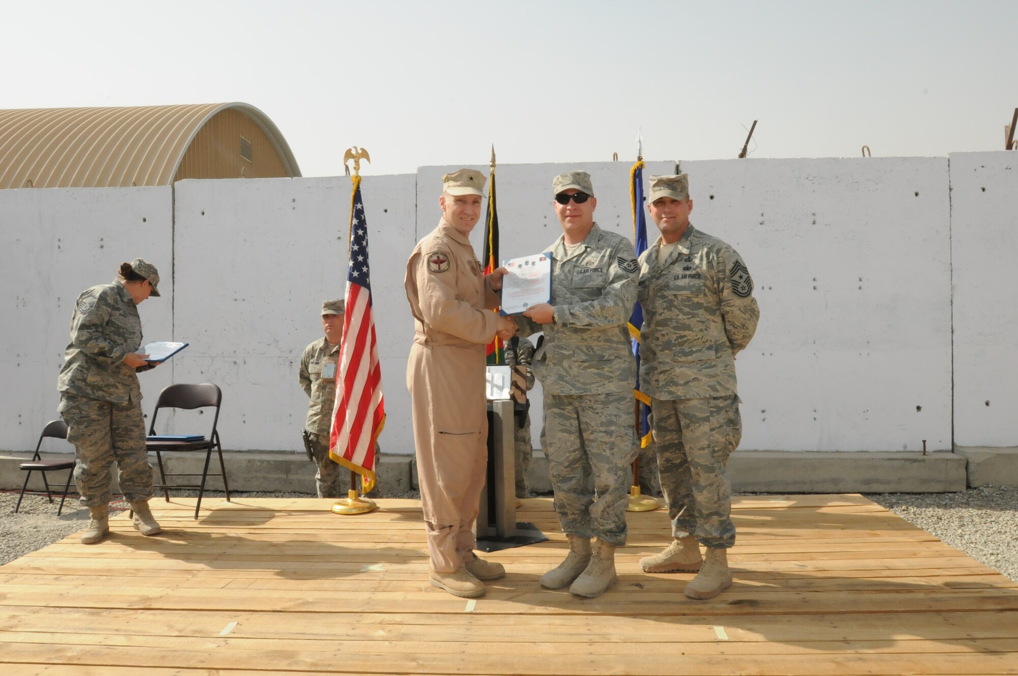 Kabul, Afghanistan - The 438th AEW honored the seven inductees in the 2010 Senior NCO Induction Ceremony on Oct 14.  (U.S. Navy photo by Mass Communications Specialist 3rd Class Jared E. Walker / RELEASED).