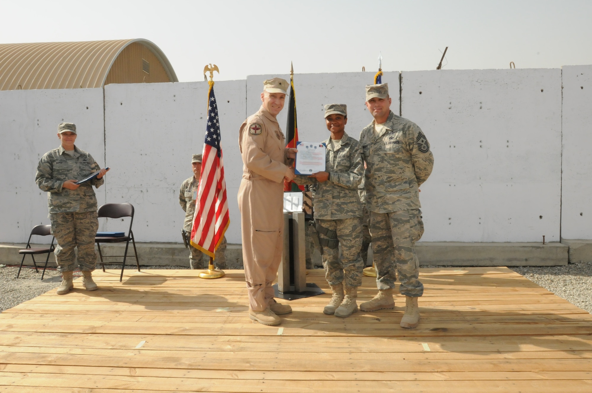 Kabul, Afghanistan - The 438th AEW honored the seven inductees in the 2010 Senior NCO Induction Ceremony on Oct 14.  (U.S. Navy photo by Mass Communications Specialist 3rd Class Jared E. Walker / RELEASED).