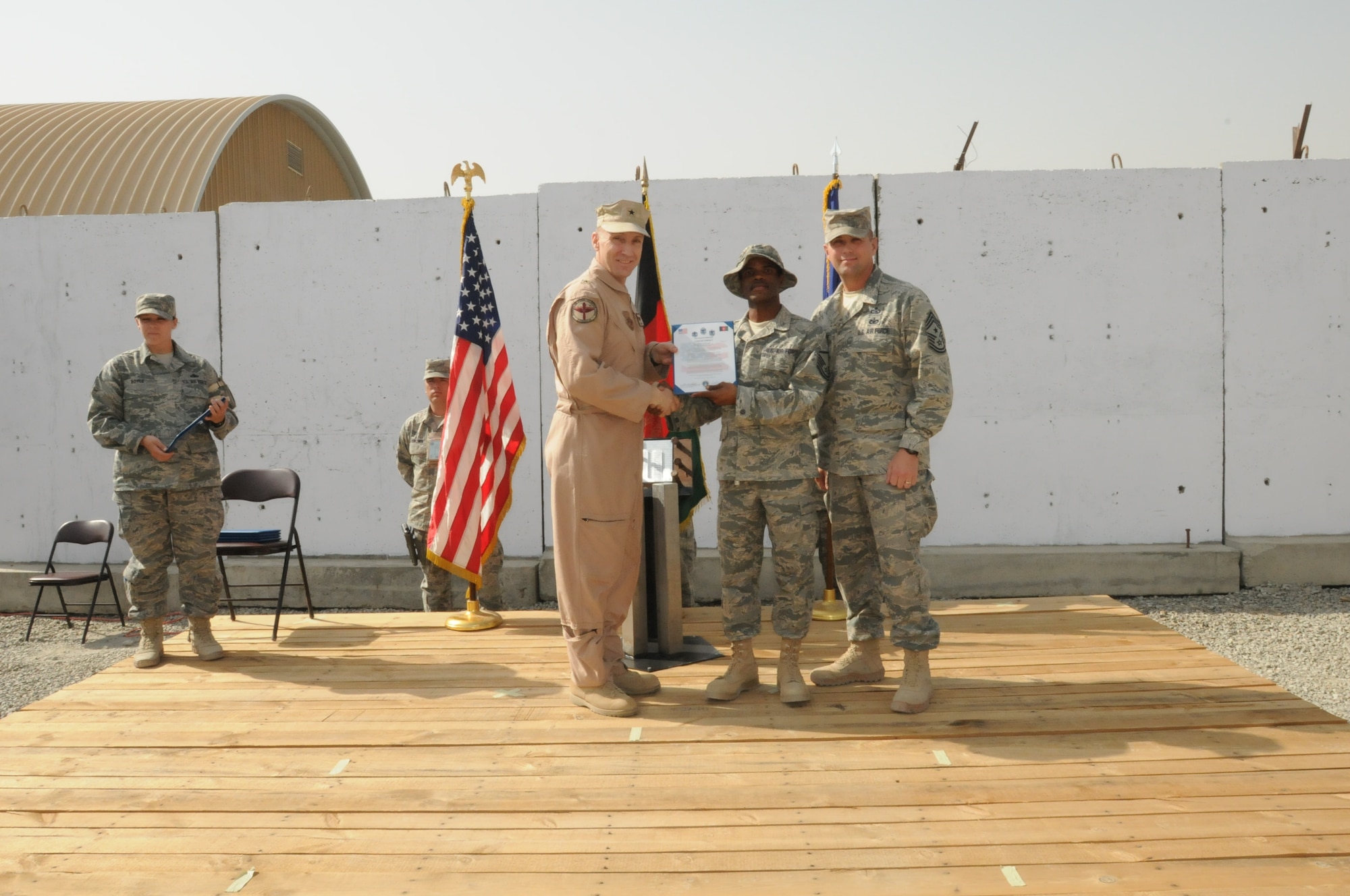 Kabul, Afghanistan - The 438th AEW honored the seven inductees in the 2010 Senior NCO Induction Ceremony on Oct 14.  (U.S. Navy photo by Mass Communications Specialist 3rd Class Jared E. Walker / RELEASED).