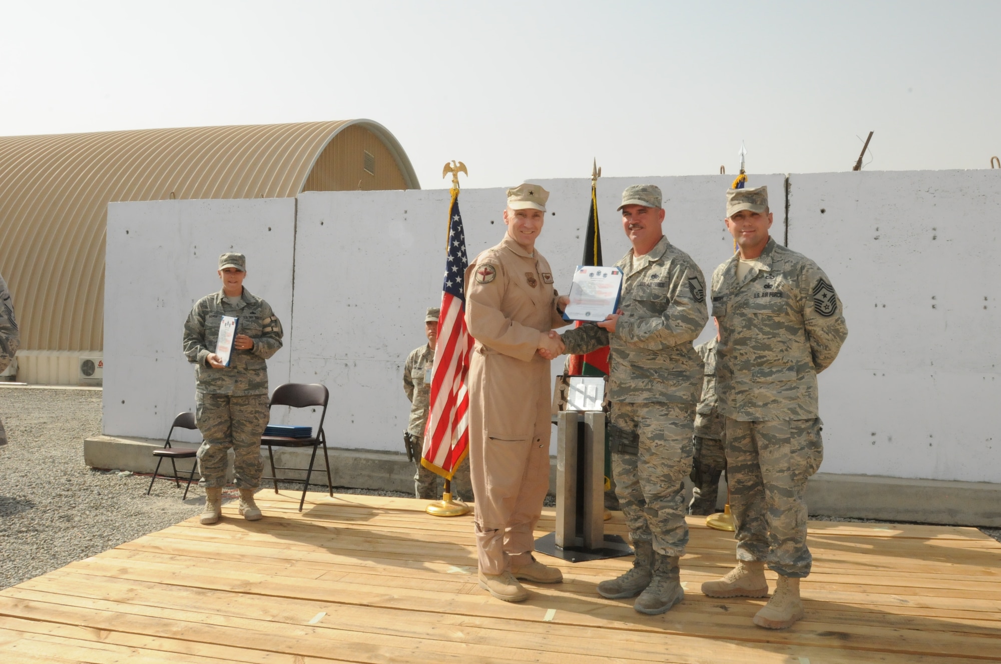 Kabul, Afghanistan - The 438th AEW honored the seven inductees in the 2010 Senior NCO Induction Ceremony on Oct 14.  (U.S. Navy photo by Mass Communications Specialist 3rd Class Jared E. Walker / RELEASED).