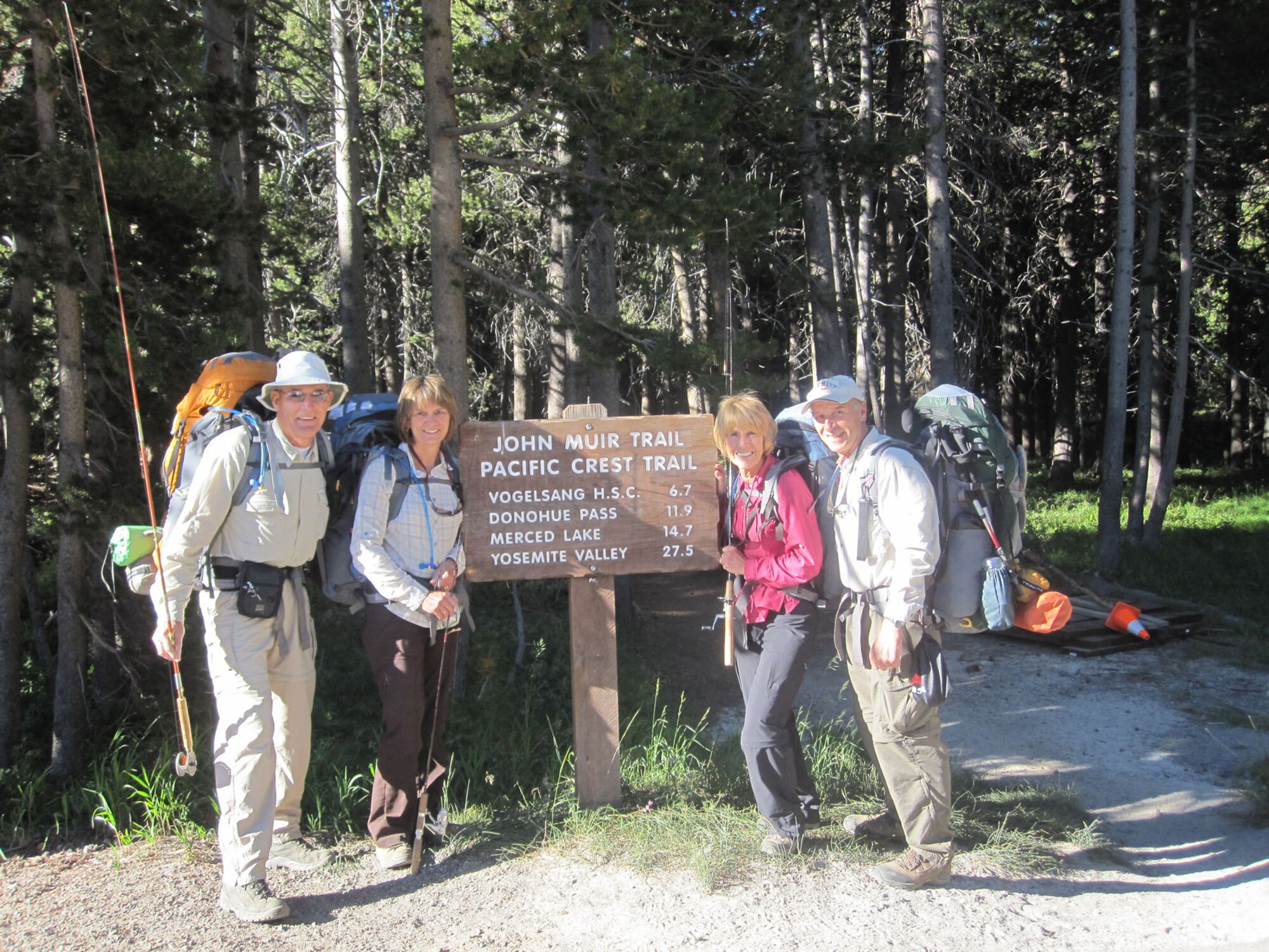 (left to right) John and Janie Casey, Veronica and Ron Polce at the beginning of their hike on the John Muir Trail. (Photo provided)