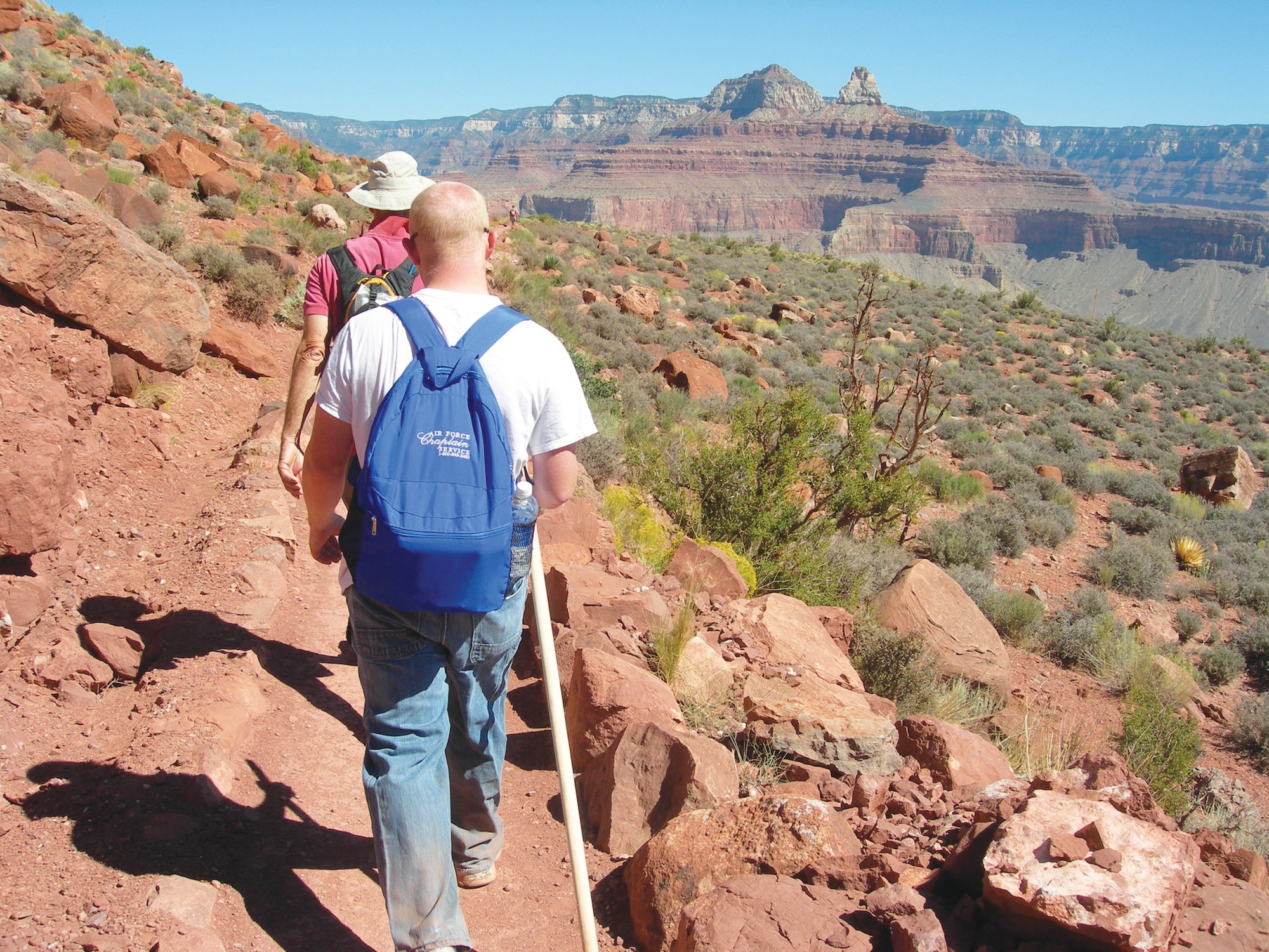 Servicemembers hike along Skeleton Point Trail at the Grand Canyon on September 25th during a trip planned by the Luke base chapel and The Oasis, a Christian group at Luke Air Force Base, Arizona.  (U.S. Air Force photo/Airman 1st Class Roman Weber)