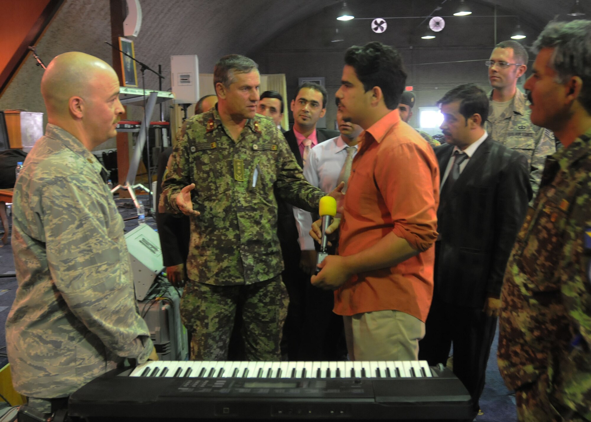 101016-N-6541W-086 KABUL, Afghanistan - The United States Air Force Central Command Band plays to an Afghan and NATO Air Training -Afghanistan audience in Kabul, Afghanistan on Oct. 16. This morale event featured both the AFCENT Band and the Afghan National Army Band play. (U.S. Navy photo by Mass Communication Specialist 3rd Class Jared Walker/ RELEASED).