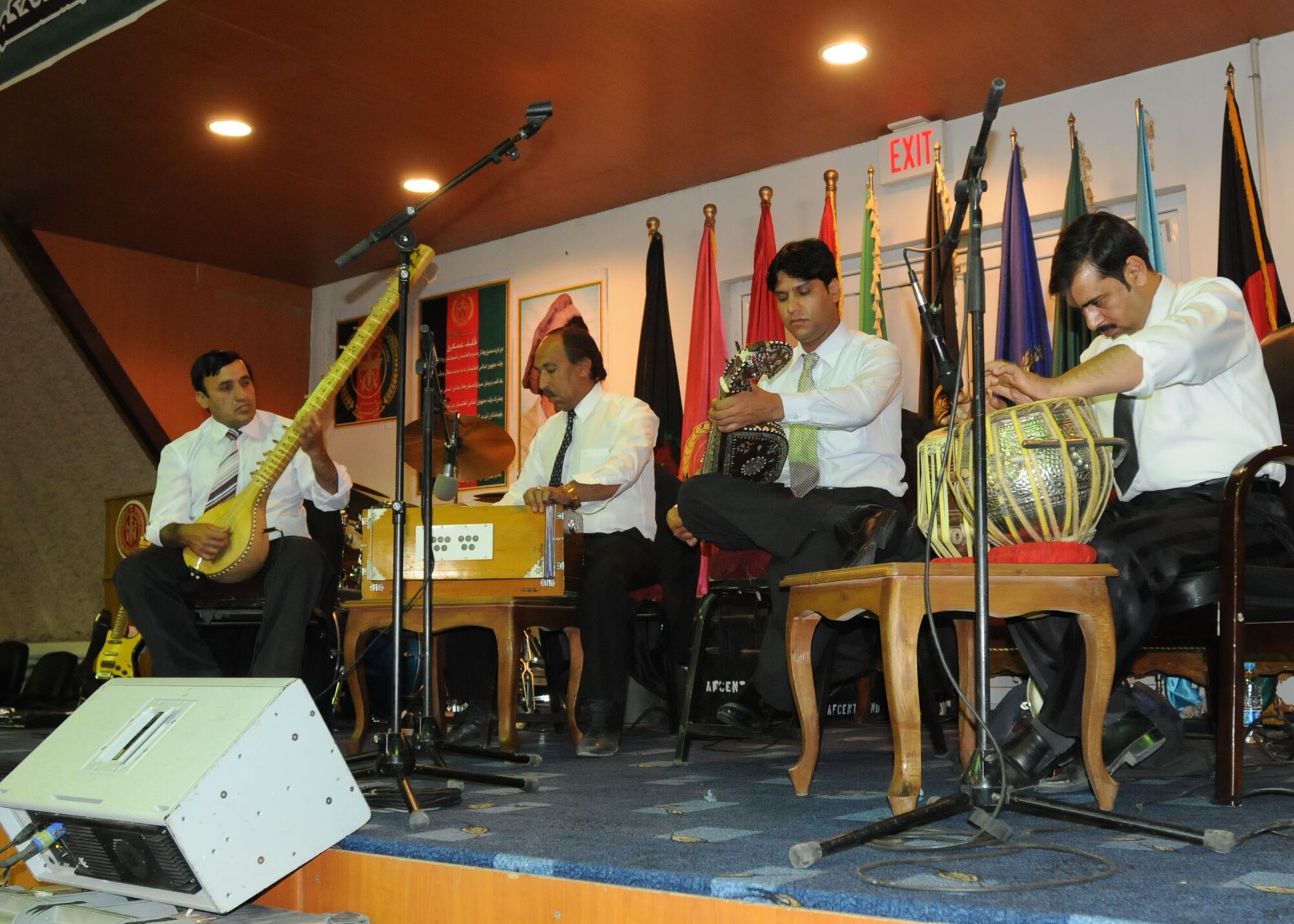 101016-N-6541W-048 KABUL, Afghanistan - The United States Air Force Central Command Band plays to an Afghan and NATO Air Training -Afghanistan audience in Kabul, Afghanistan on Oct. 16. This morale event featured both the AFCENT Band and the Afghan National Army Band play. (U.S. Navy photo by Mass Communication Specialist 3rd Class Jared Walker/ RELEASED).