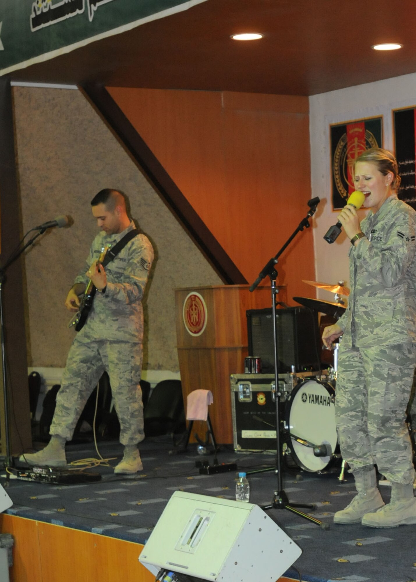 101016-N-6541W-003 KABUL, Afghanistan - The United States Air Force Central Command Band plays to an Afghan and NATO Air Training -Afghanistan audience in Kabul, Afghanistan on Oct. 16. This morale event featured both the AFCENT Band and the Afghan National Army Band play. (U.S. Navy photo by Mass Communication Specialist 3rd Class Jared Walker/ RELEASED).