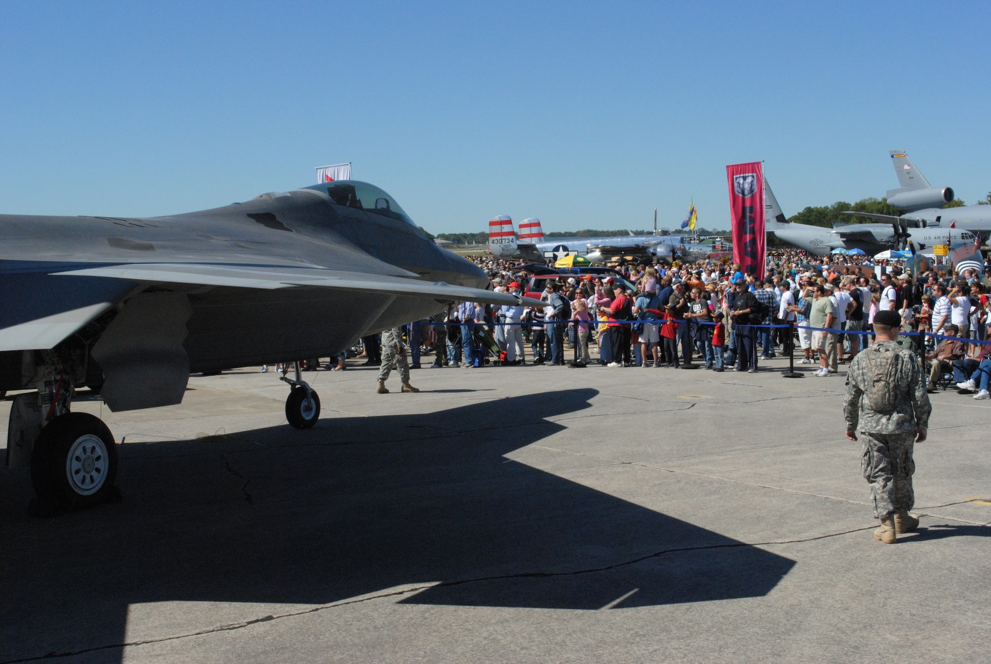 More than 150,000 aircraft enthusiasts took advantage of getting an up close view of the F-22 and other various static displays at the Wings Over Atlanta Air Show on Oct. 16.  (U.S. Air Force photo/Master Sgt. Stan Coleman)