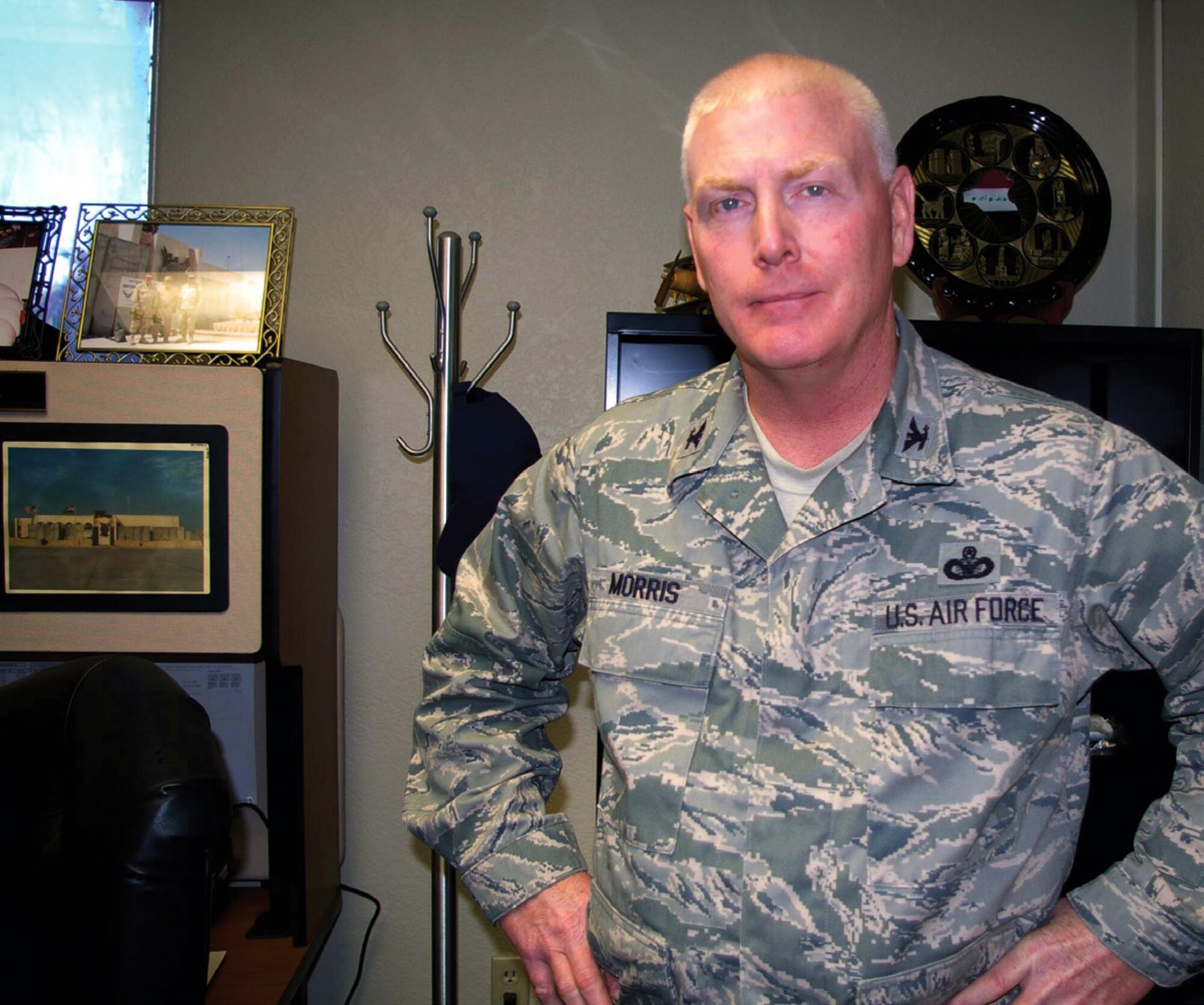 Colonel John Morris in his office. (U.S. Air Force photo by 2nd Lt. Zach Anderson)