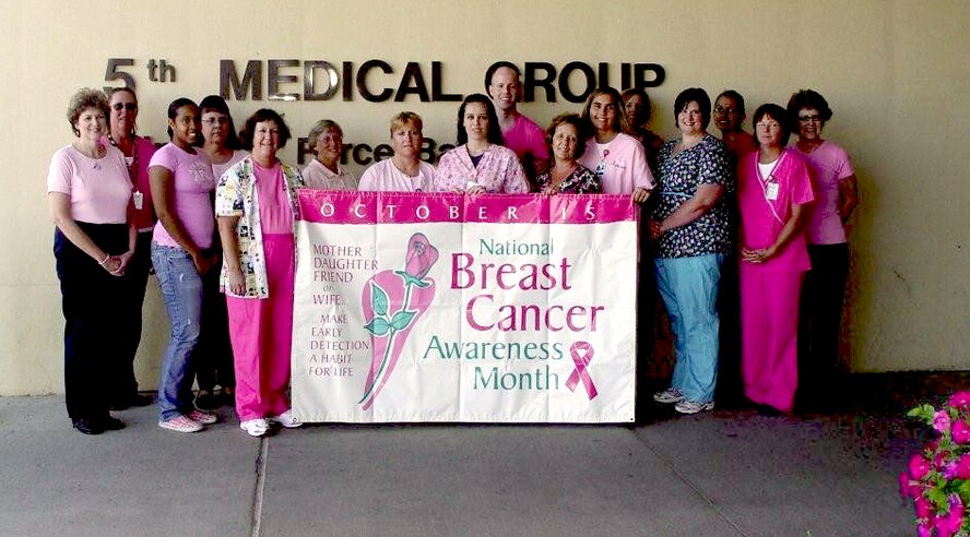 MINOT AIR FORCE BASE, N.D. -- It is time to think pink and members of the 5th Medical Group showed their support here recently. This October marks the 26th anniversary of National Breast Cancer Awareness month. (Courtesy photo)