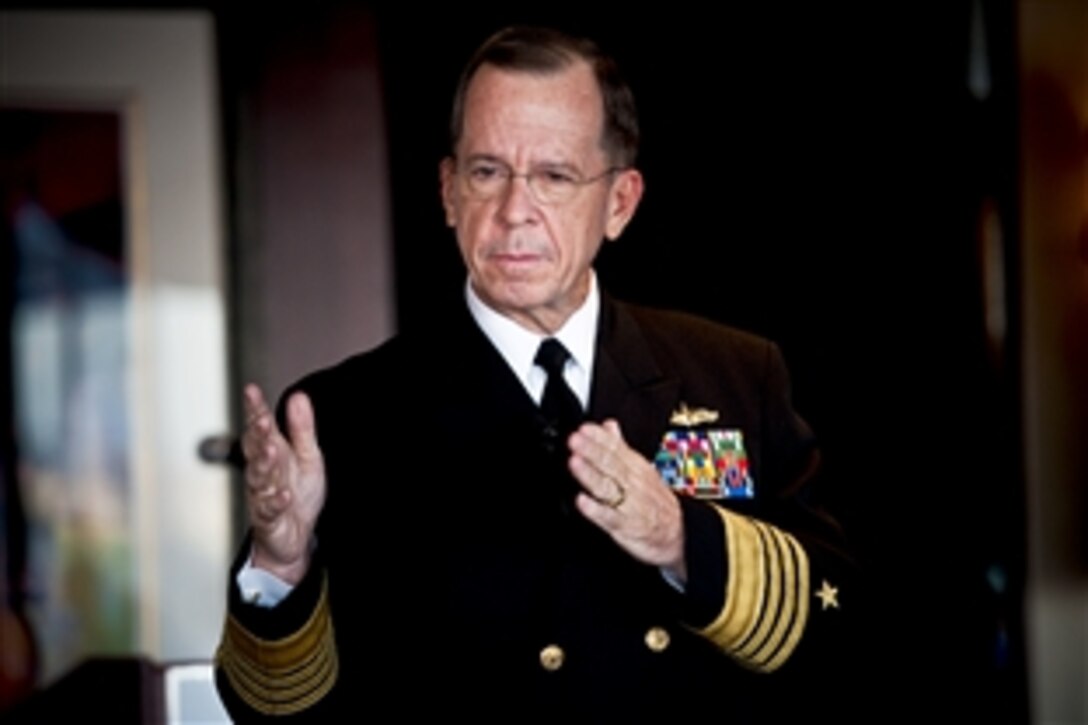 U.S. Navy Adm. Mike Mullen, chairman of the Joint Chiefs of Staff, addresses the Air Force Diversity Senior Leader Working Group at the Doubletree Hotel in Crystal City, Va., Oct. 17, 2010.











