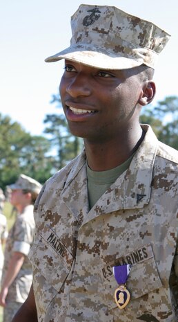 Cpl. Roddra Malone, Purple Heart recipient