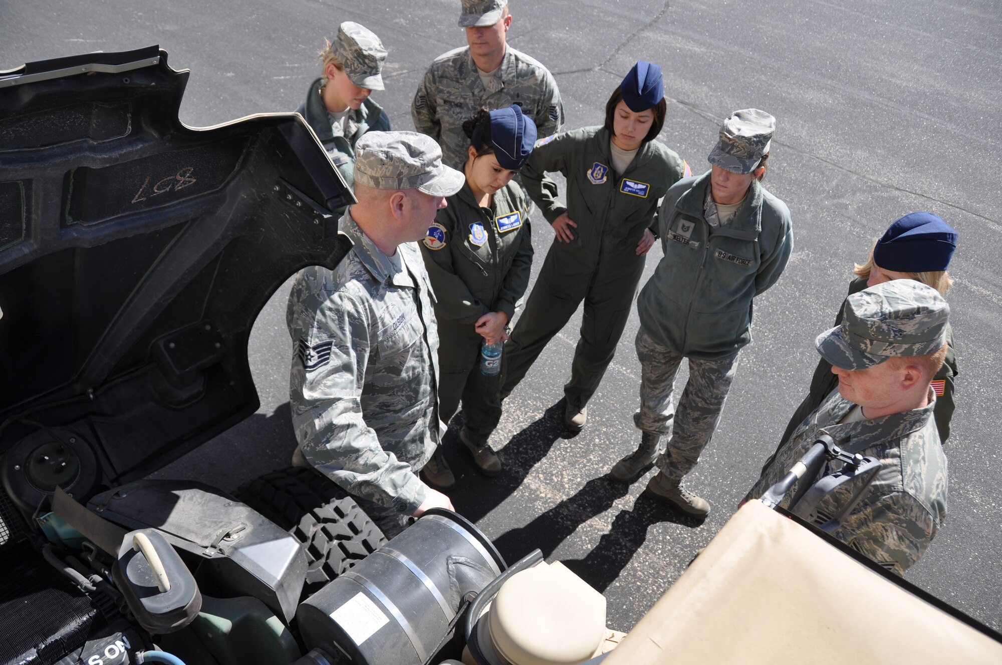Members of the 934th Aeromedical Evacuation Squadron receive Humvee training from 934th civil engineers Oct. 2.  The training prepares the aeromeds for duties they will perform at deployed locations. (Air Force Photo/Senior Airman Noah Johnson)
