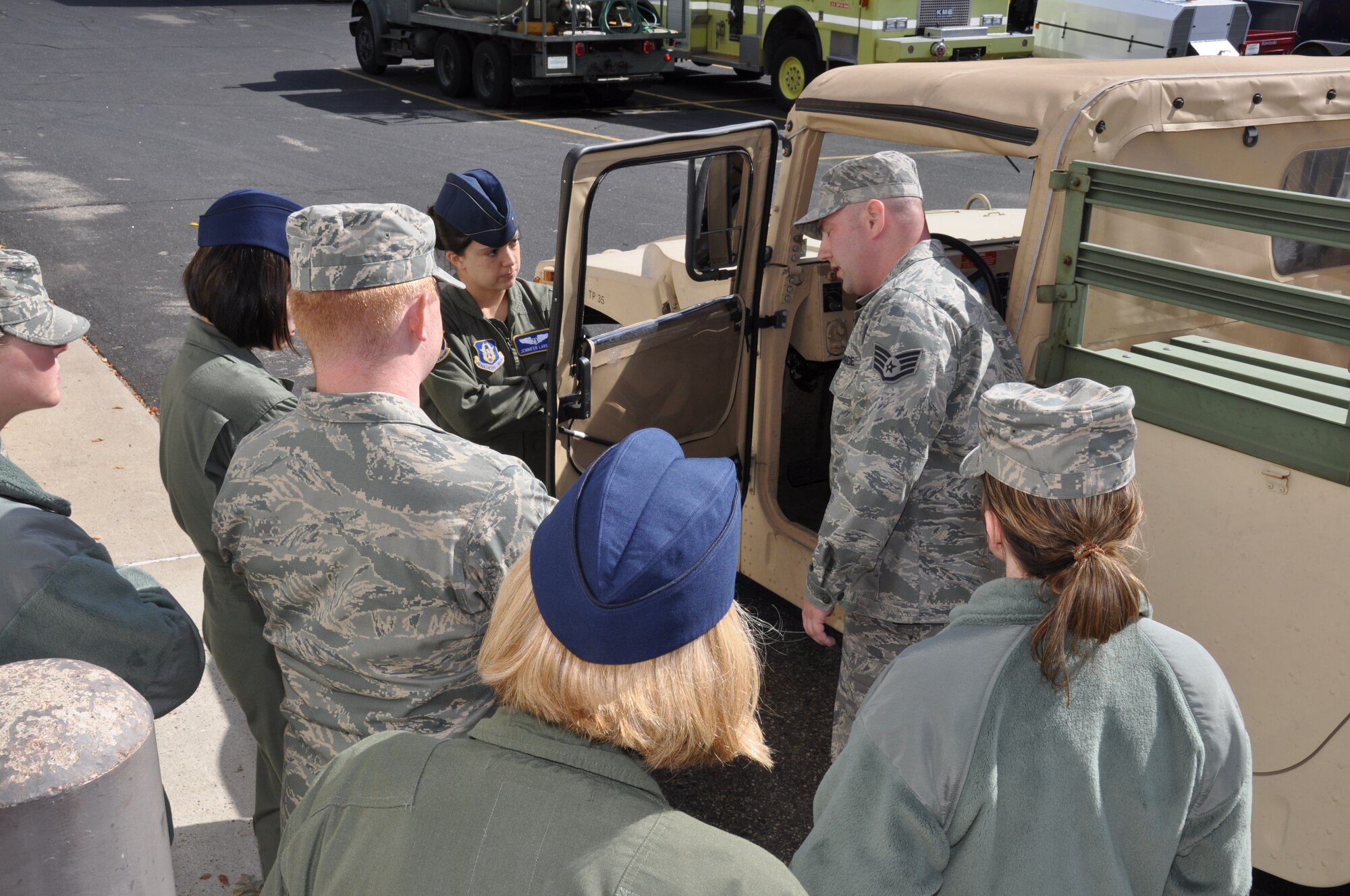 Members of the 934th Aeromedical Evacuation Squadron receive Humvee training from 934th civil engineers Oct. 2.  The training prepares the aeromeds for duties they will perform at deployed locations. (Air Force Photo/Senior Airman Noah Johnson)