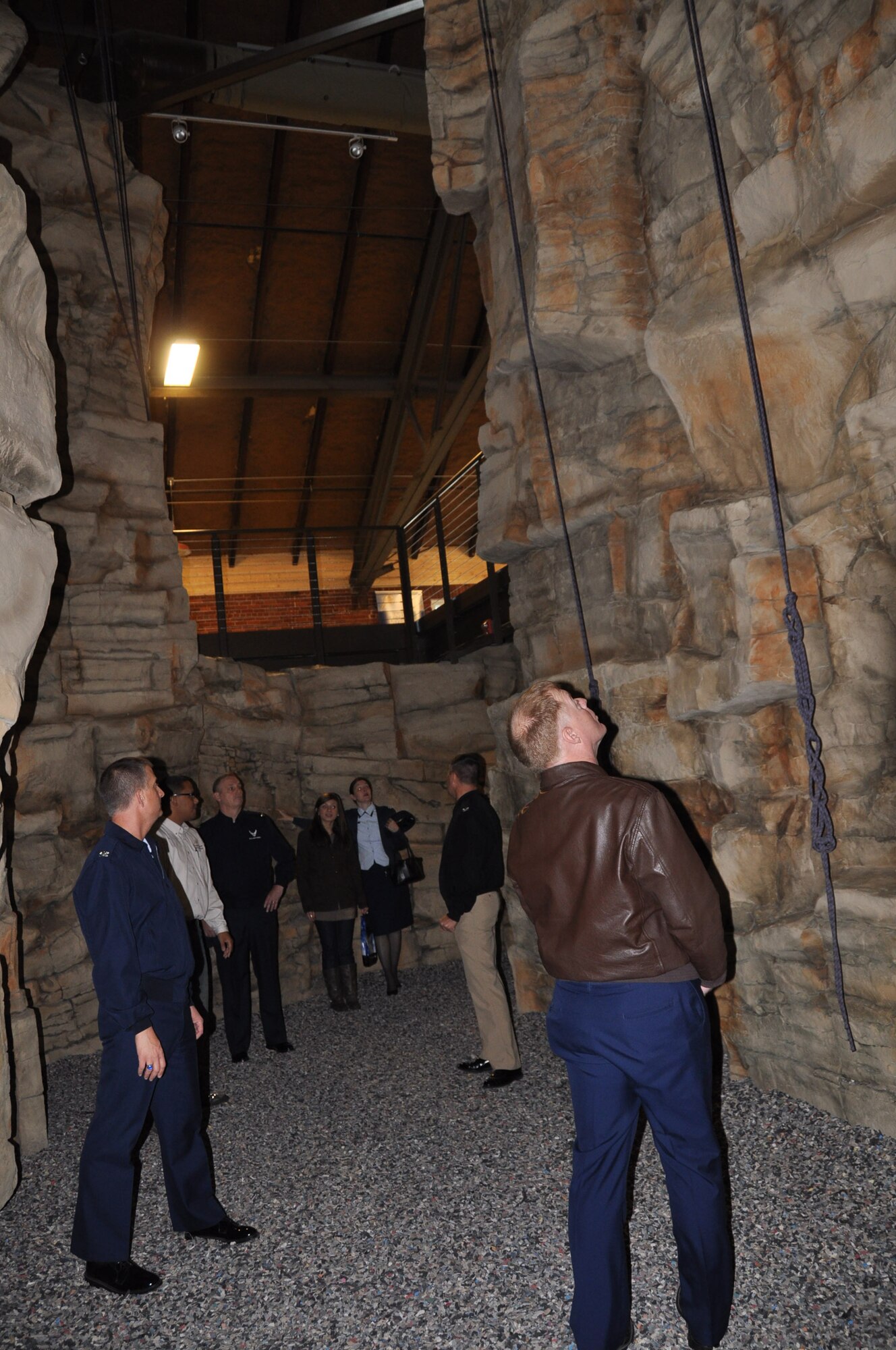 The rock climbing walls form a cave-like structure at the Boy Scout Base Camp.(Air Force Photo/Paul Zadach)
