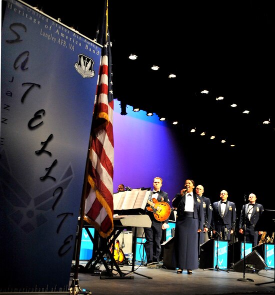101015-F-4406D-040 SUMTER, S.C.--   The Air Force Satellite Jazz Ensemble starts the show with Staff Sgt. Natalie Madison singing the national anthem at the Patriot Hall Oct. 15, 2010. The ensemble plays all over the United States and many overseas locations. The band's purpose is to promote esprit de corps, servicemember morale and retention and quality of life. (U.S. Air Force photo/ Airman 1st Class Tabatha L. Duarte(Released)
