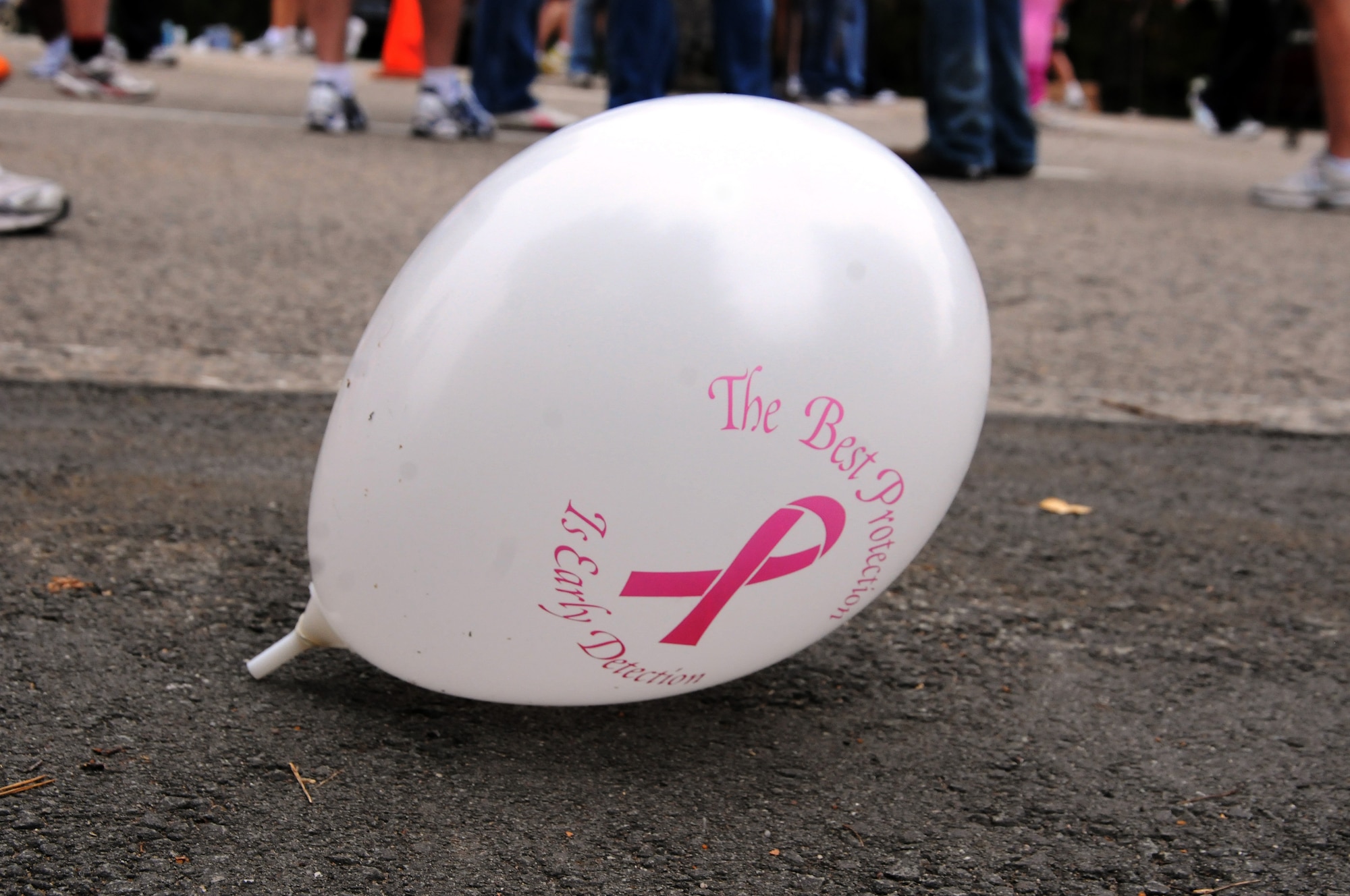 Members from the Kaiserslautern Military Community gather to celebrate Breast Cancer Awareness Month this October. The 5K fun run was held  at the 435th Construction and Training Squadron site and featured guest speaker Col. Tamara A. Averett-Brauer, 86th Aeromedical Evacuation Squadron commander, who is now nine years cancer free. (U.S. Air Force Photo by Airman 1st Class Ciara M. Travis)