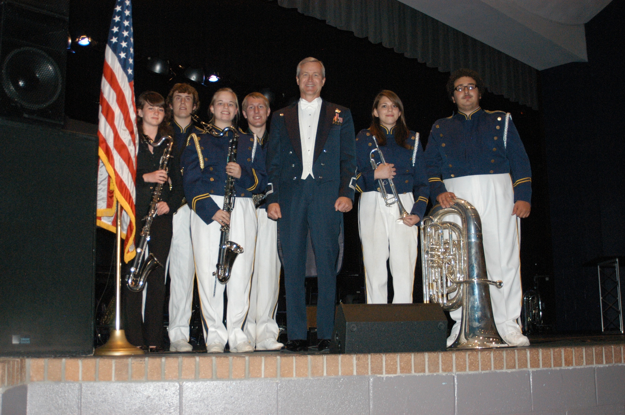 The USAF Academy Band’s Educational Outreach program featured high school students performing the “Air Force Musicians Association March” by Air Force Academy Band retired percussionist Bill Barbier. Performing with the band from the Buena High School Band under the direction of Dwayne Chun were Rachel Clemmer on trumpet, Nick Stokes on tuba, Caleb Westby on alto saxophone, Charles Murray on tenor saxophone and Tori Jurik on bass clarinet. Appearing with the Academy Band from the Marana High School Band under the direction of James Attebury was Devon Katzel on bass clarinet as well. 