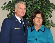 Maj. Gen. David J. Eichhorn and his wife, Anita, are welcomed to the Air Force Operational Test and Evaluation Center following the Oct. 22 change of command ceremony at Kirtland Air Force Base, N.M.