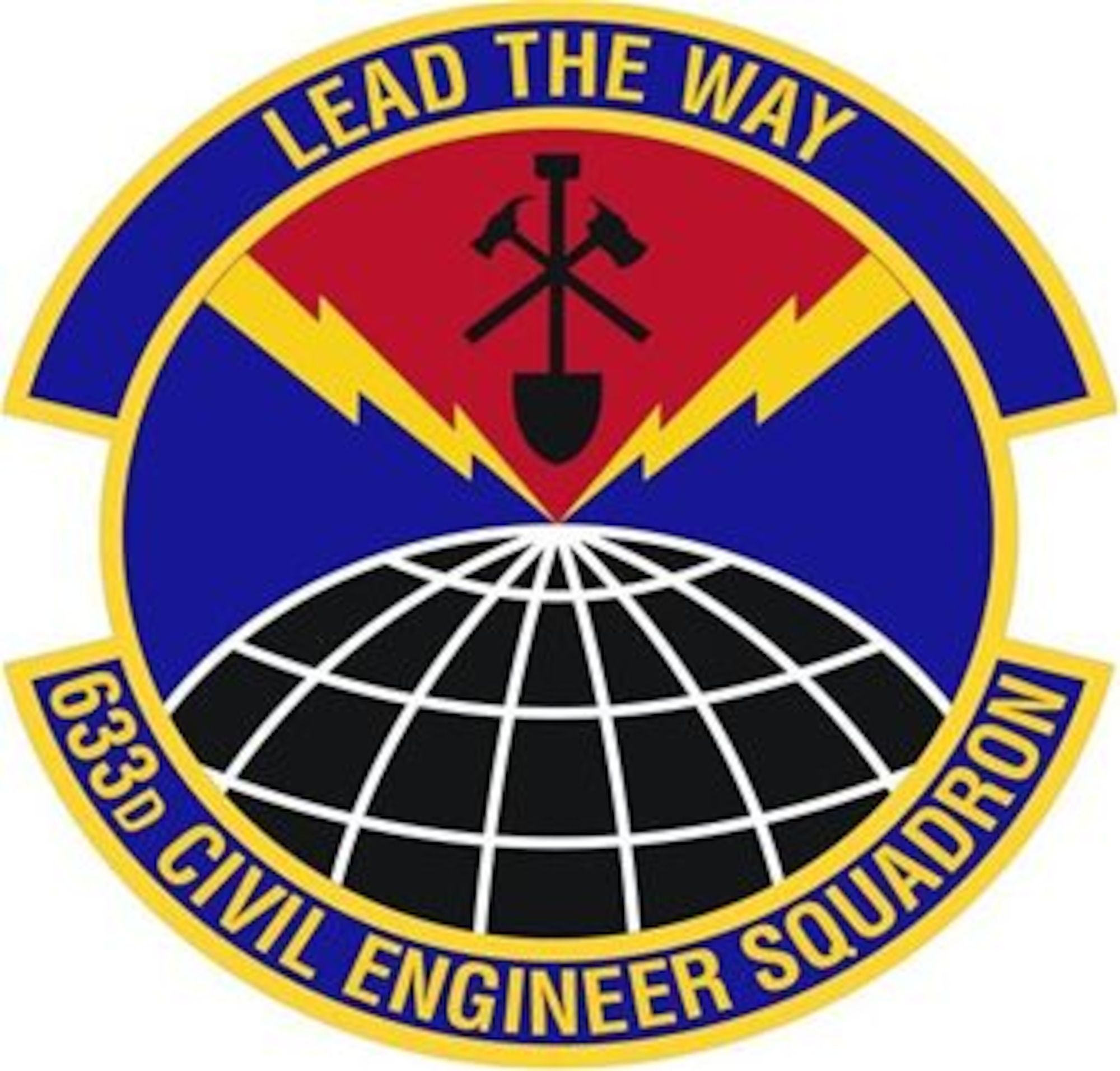 633d Civil Engineer Squadron shield (color) provided by 633d Air Base Wing Public Affairs office.
