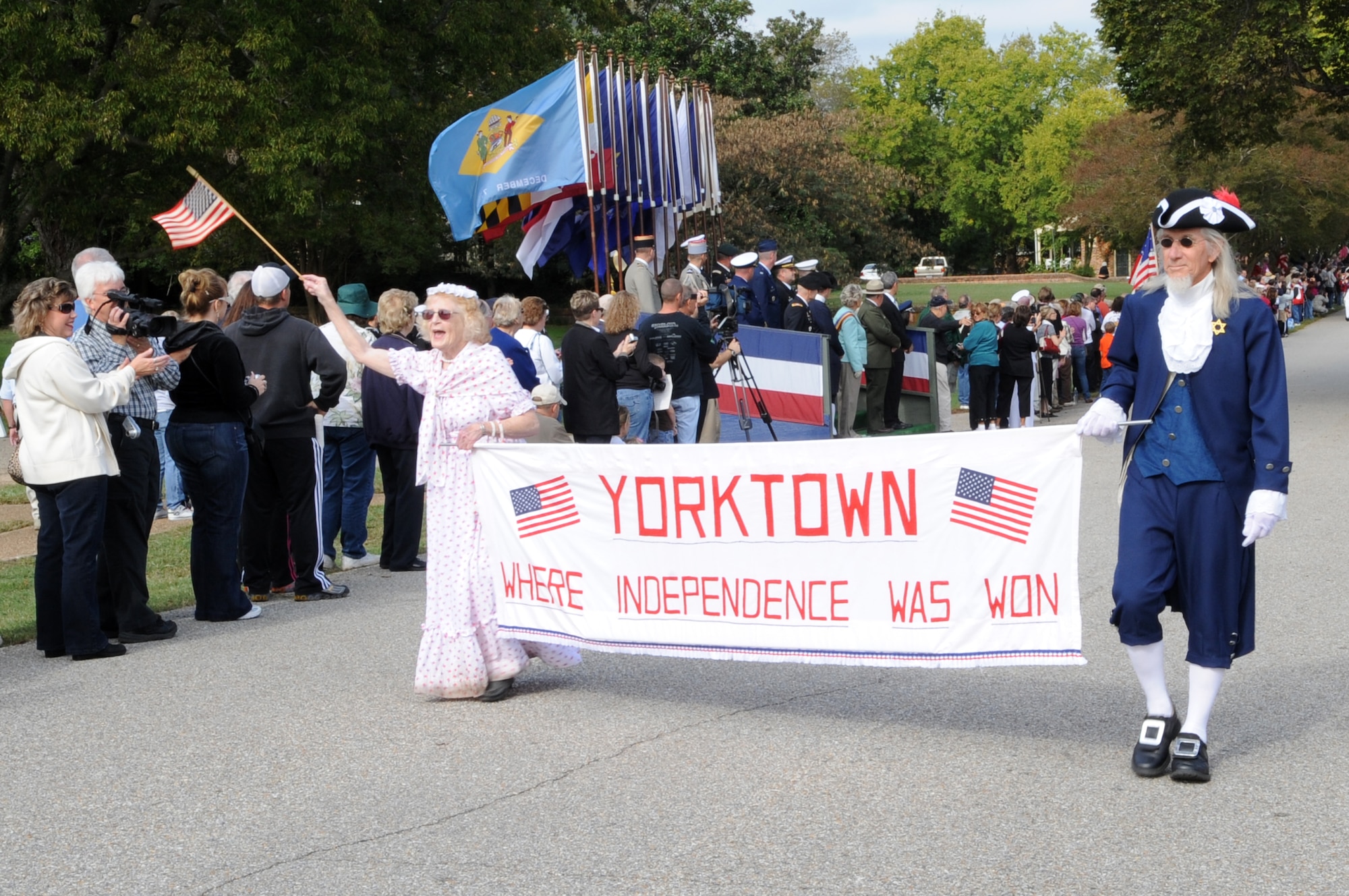 YORKTOWN, Va. -- Local residents participate in the Yorktown Day parade Oct 19. The parade commemorated the Battle of Yorktown, which brought an end to the American Revolutionary War. (U.S. Air Force Photo/Staff Sgt. Christina M. Styer)