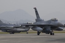 F-16 Fighting Falcon aircraft assigned to the 36th Fighter Squadron at Osan Air Base, Republic of Korea, return to Kwangju AB, ROK following a sortie Oct. 20 during exercise Max Thunder 10-2. (U.S. Air Force photo/Staff Sgt. Eric Burks)