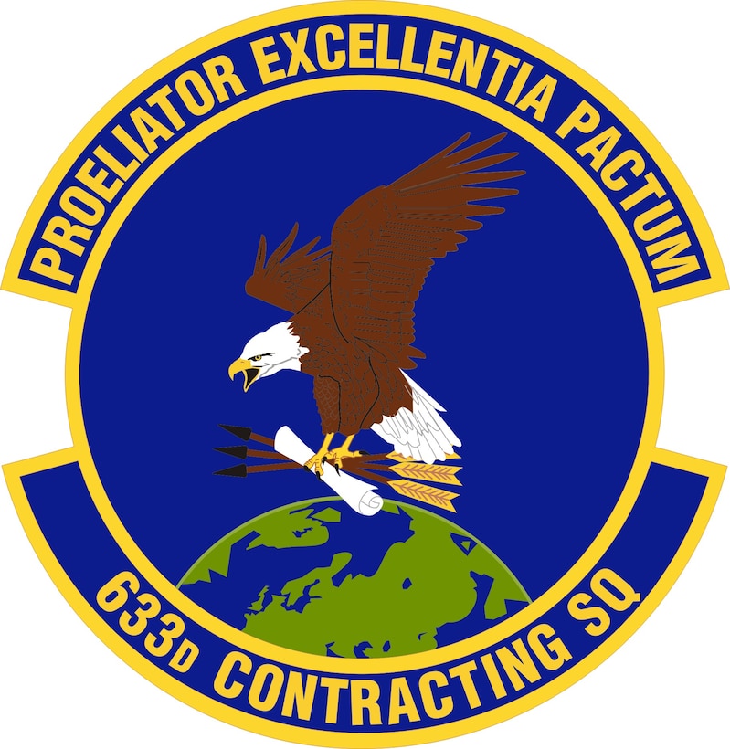 633d Contracting Squadron patch, provided by the 633d Public Affairs office. (U.S. Air Force graphic)