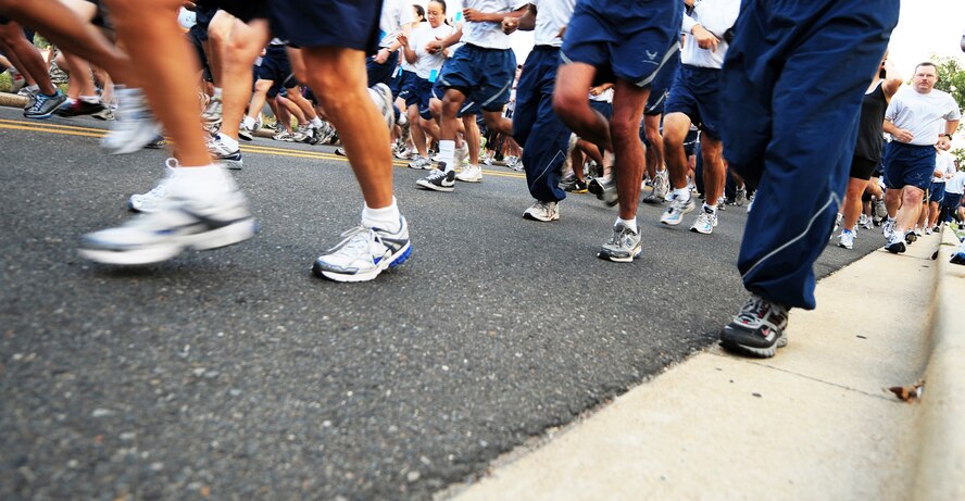BARKSDALE AIR FORCE, La. -- Runners race off the starting line during the 14th Annual Celebrate Barksdale 5K outside the fitness center Oct. 22. The celebration started with the 5K at 8 a.m. followed by a base-wide picnic hosted on the Chapel One grounds. The event is hosted by the Military Affairs Council every year to show appreciation to the men and women of Barksdale as well as those deployed around the world. (U.S. Air Force photo by Senior Airman Joanna M. Kresge)