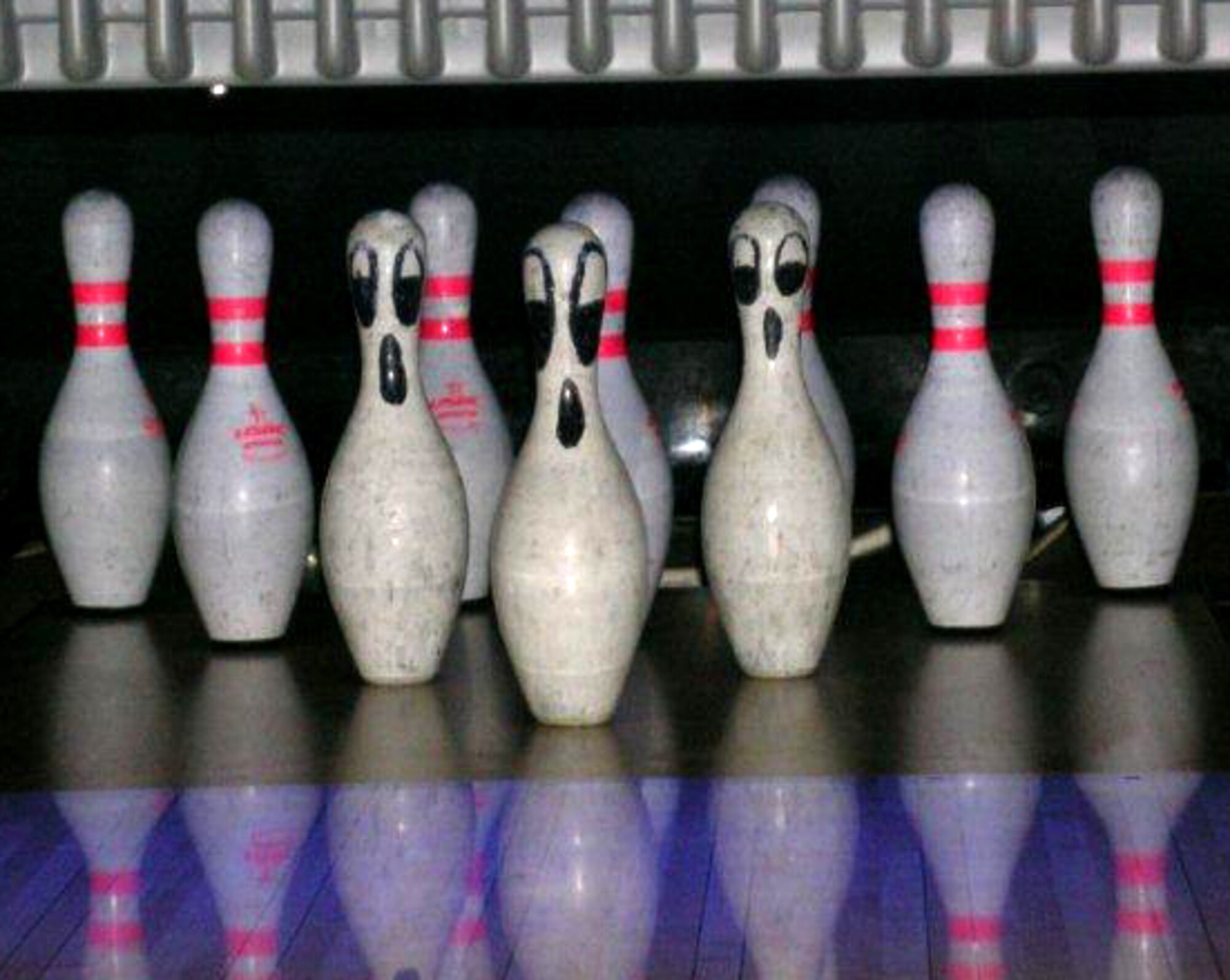 When a ghost pin is in the head-pin position, eight or more pins count as a strike during Boo Bowling Oct. 30 at the Falcon’s Nest Bowling Center. (U.S. Air Force photo).
