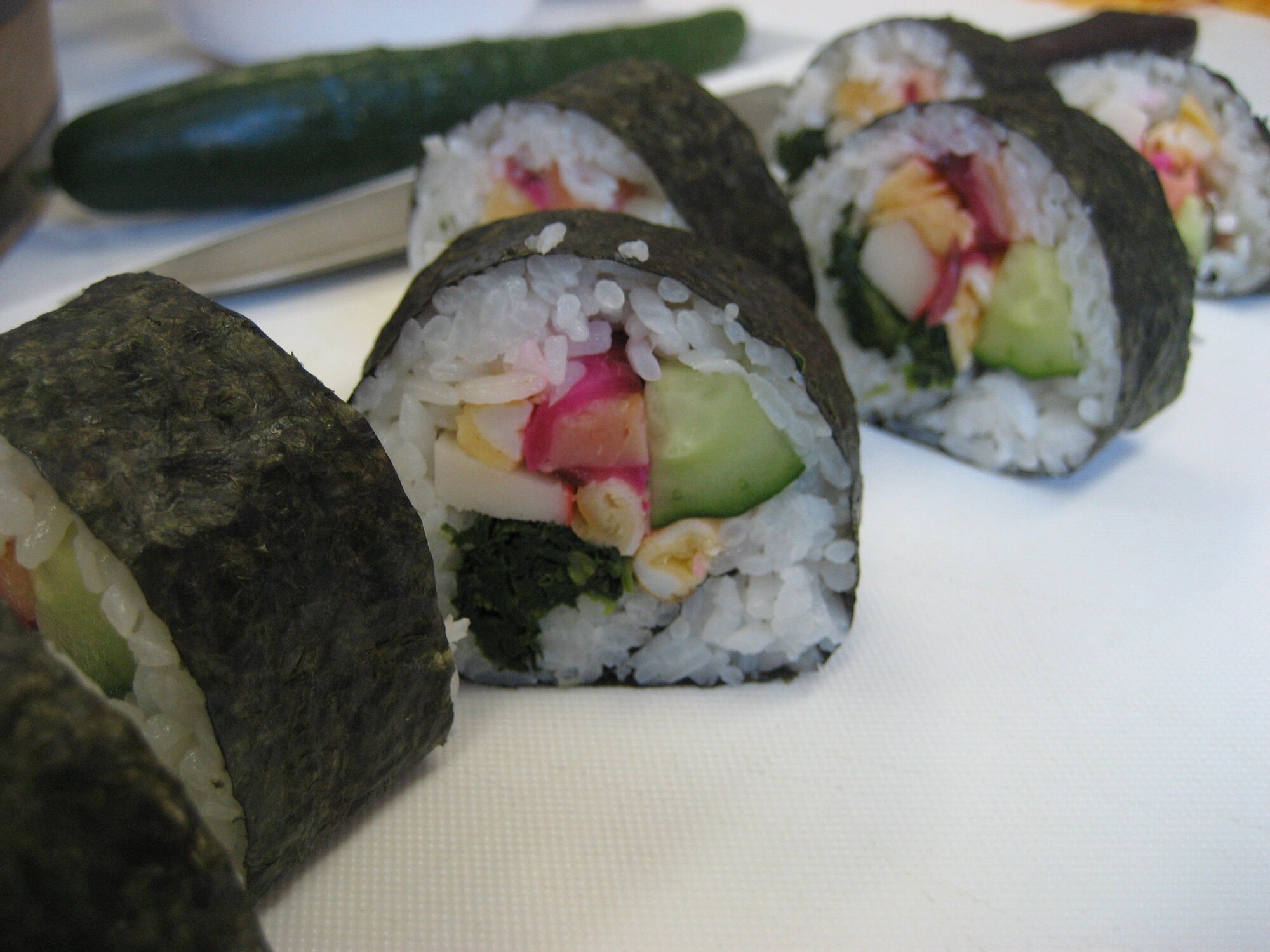 YOKOTA AIR BASE, Japan -- A completed maki-zushi, or sushi roll.  This Japanese cooking class was offered by the 374th Force Support Squadron’s Airman and Family Readiness Center Oct. 27 as a way to introduce Yokota members to Japanese culture and the services available at the AFRC as well as a way to meet new friends.  A variety of cooking and culture classes are offered up to twice a month.  (U.S. Air Force photo/Capt. Tania Bryan)