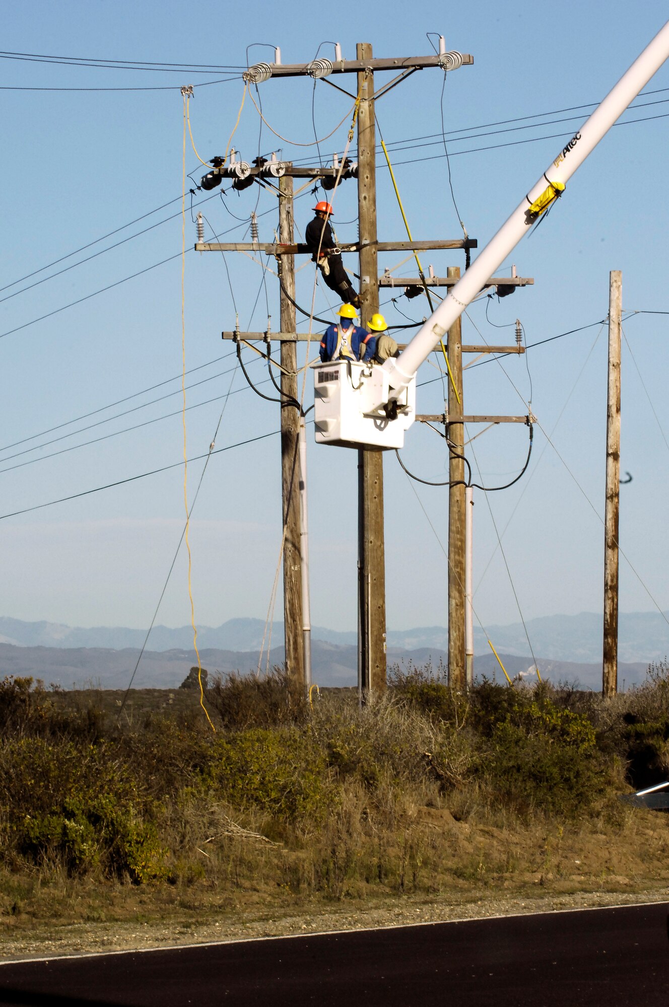 VANDENBERG AIR FORCE BASE, Calif. - An arcing power line has been identified as the cause of the fire, which began on south base Thursday. The fire has spread through approximately 700 acres and is now 50 percent contained. (U.S. Air Force photo/Tech. Sgt. Luke Thelen)