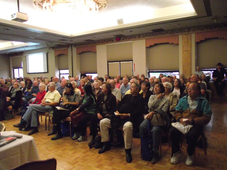 Attendees listen to a briefing during Retiree Appreciation Day Oct. 23 at the Mountain
View Club.