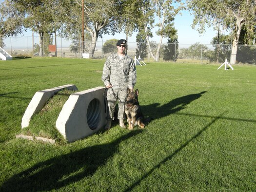 Staff Sgt. Michael Schwartz and Ori take a break from a training exercise.