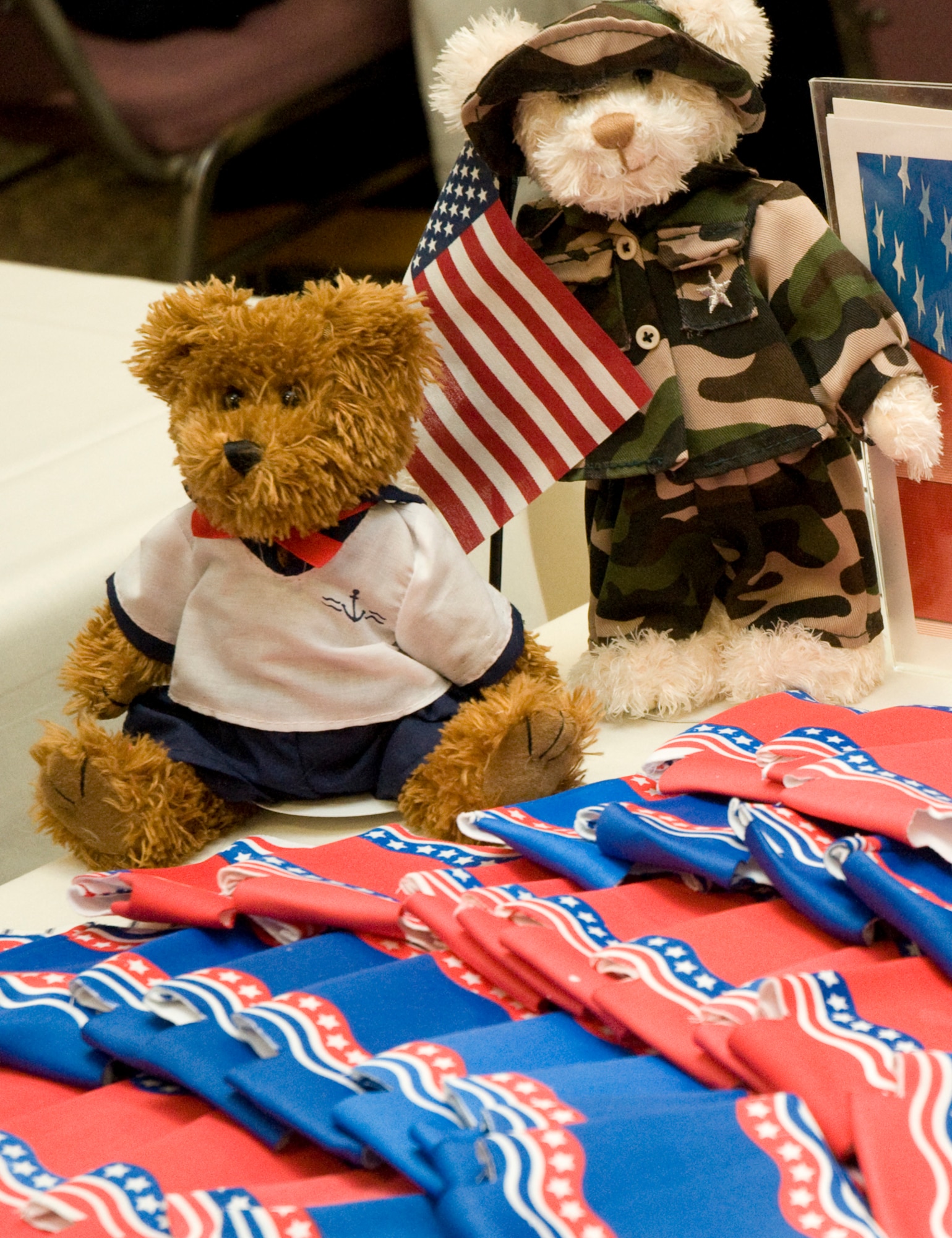 This patriotic display by the Army Air Force Exchange Service was among more than 50 by agencies which shared information and door prizes during Wright-Patterson Air Force Base Retiree Appreciation Day Oct. 21, 2010 at the Hope Hotel and Conference Center.  More than 400 retirees from all branches of the military came to the free annual event held to recognize retirees for their service, share information on topics of interest and respond to their concerns. (U.S. Air Force photo/Niki Jahns)