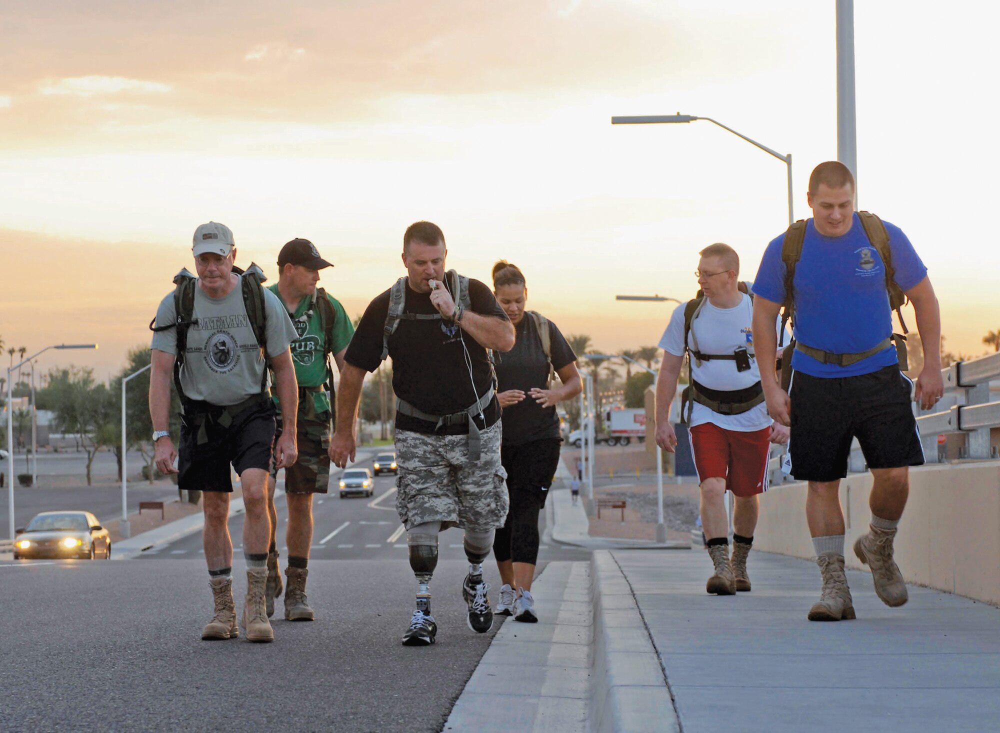 Steve Martin, (front center), and members of the 56th Security Forces Squadron train for the 22nd Annual Bataan Memorial  Death March scheduled for March 27, 2011.  (Courtesy photo)