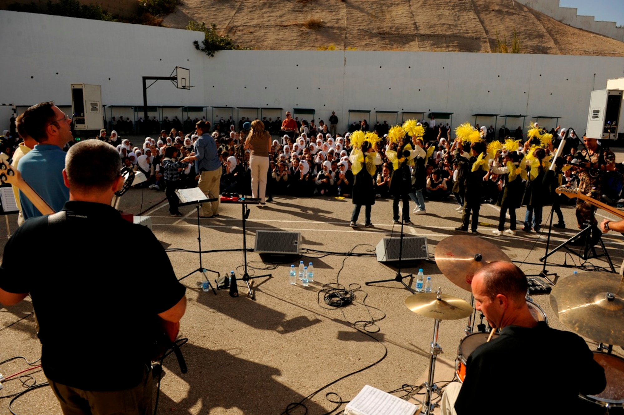 U.S. Air Forces Central Band "Galaxy" performs for students at Fatime Zahra' School for Girls in Amman, Jordan, Oct. 27, 2010.  Galaxy performs for audiences throughout Southwest Asia to help build relations with international partners.  (U.S. Air Force Photo/Staff Sgt. Eric Harris) 