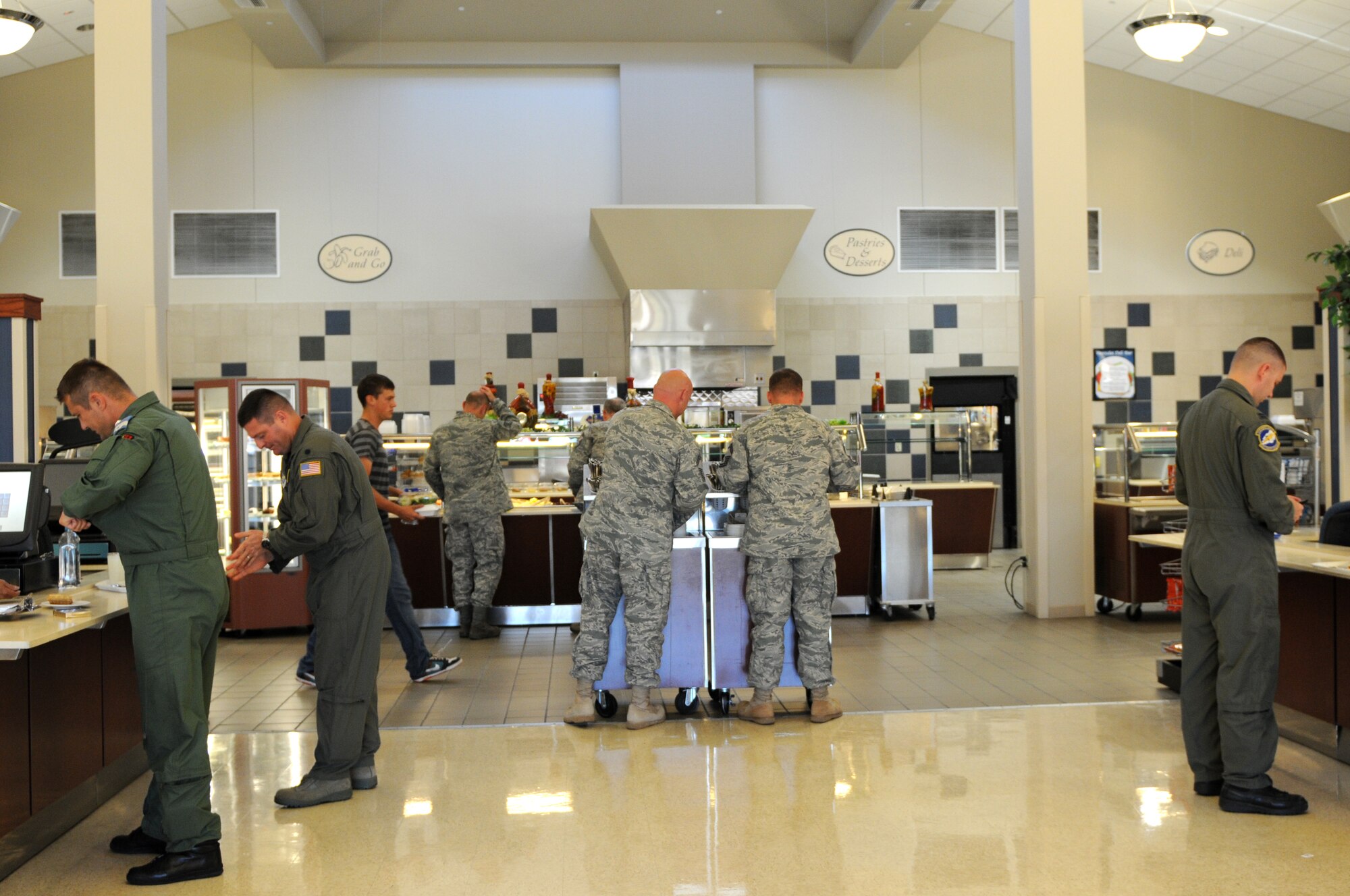 The Hercules Dining Facility staff offer Soldiers, Sailors, Airmen and Marines a variety of meal options from main entrées, salads bar, deli sandwiches, short order options and desserts. (Courtesy photo by Ashley Mangin)