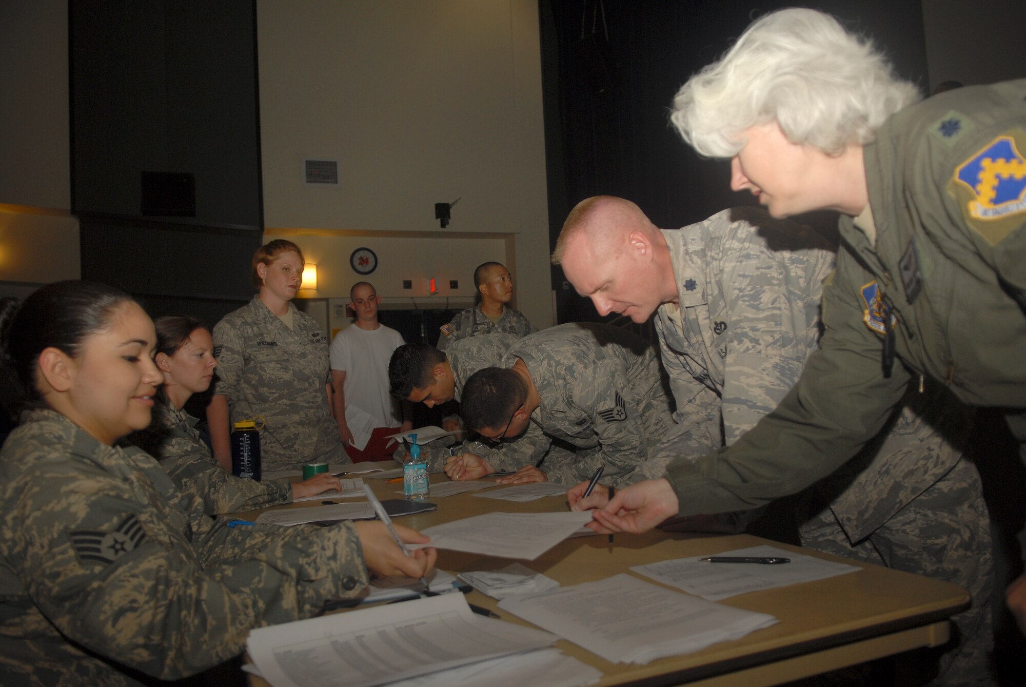 KUNSAN AIR BASE, Republic of Korea -- 8th Fighter Wing Airmen fill out a questionnaire prior to being given their FluMist Sept. 3. The vaccine is mandatory for all active duty, Department of Defense contractors and appropriated funds employees. The flu season begins in October and stretches until May. (U.S. Air Force photo/Senior Airman Ciara Wymbs) 