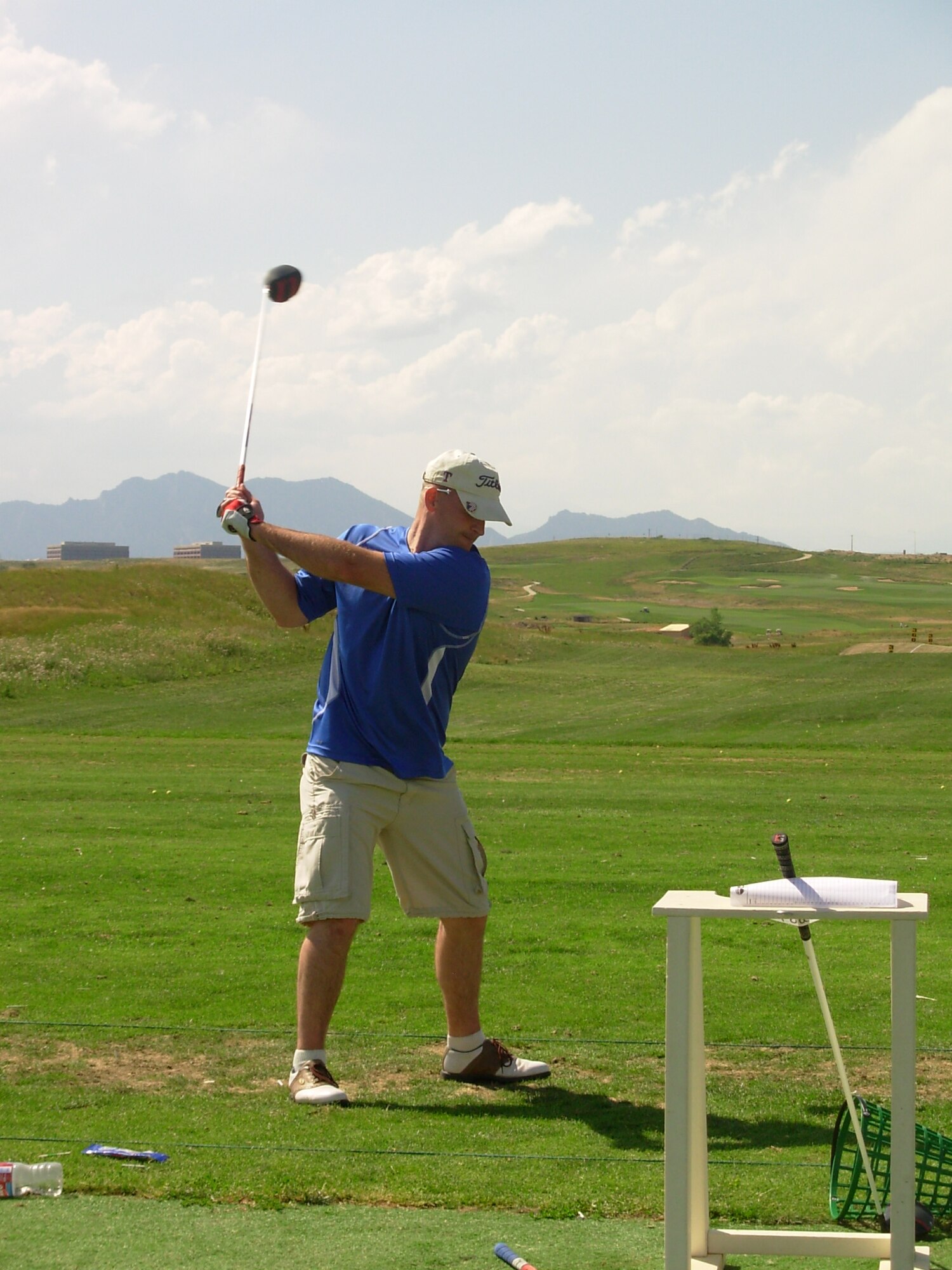 Senior Master Sgt. Mark Bronson, 21st Medical Support Squadron, won the 2010 Military Long Drive first round competition Aug. 7 on Fort Carson with a 389-yard drive. He heads to the regional competition in Dallas in September. The Dallas winner will advance to the National Military Long Drive competition held in Mesquite, Nev., in November, but televised in December on ESPN and ESPN2. (Courtesy photo)