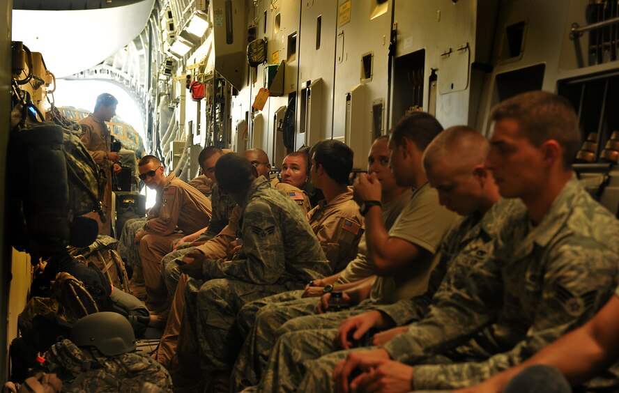 MOODY AIR FORCE BASE, Ga. -- Airmen from the 71st Rescue Squadron, 38th Rescue Squadron and 41st Rescue Squadron will be deploying together as a whole group to Afghanistan here Aug. 26. With all members from the 347th Rescue Group deploying they’ve coined the name “team rescue”. (U.S. Air Force photo/Airman 1st Class Joshua Green)
