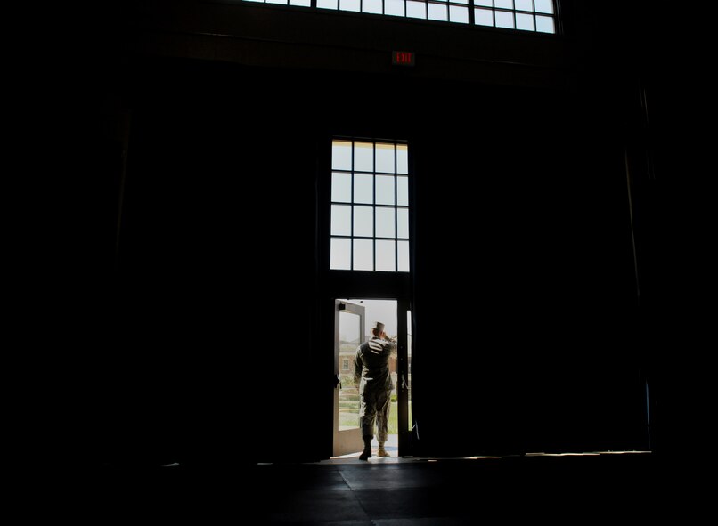 BOLLING AFB, D.C. -- After many hours of practice, a member of the Air Force Honor Guard heads home here Aug. 23. Many of the Airmen live in the dormitories, which are conveniently located next to their practicing facility. (U.S. Air Force photo/Staff Sgt. Gina Chiaverotti-Paige)