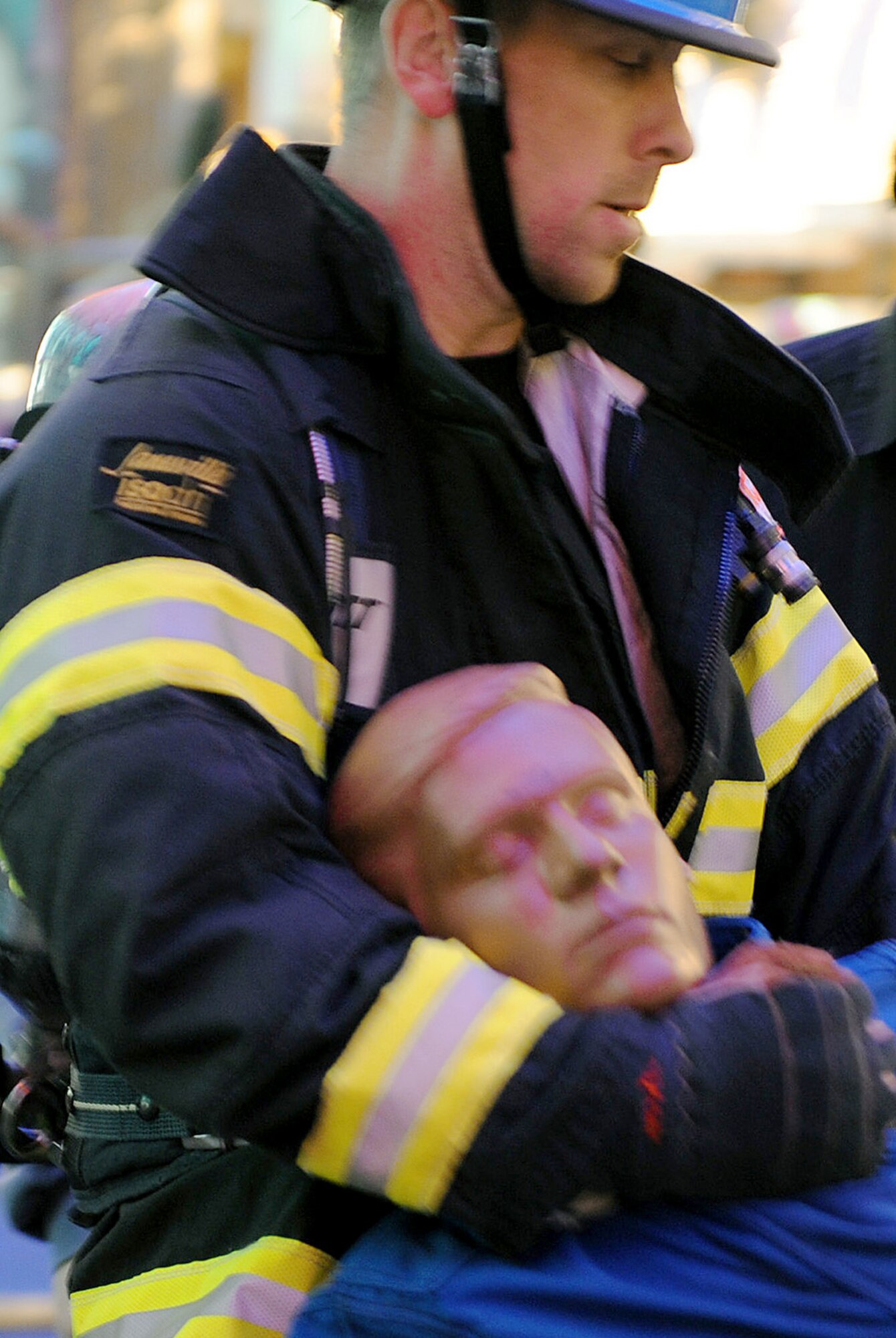Air Force Academy Deputy Fire Chief Ken Helgerson, seen here competing in the World Firefighter Combat Challenge Nov. 20, 2009 in Las Vegas, received the Department of Defense's 2010 Ray Picard Award, which recognizes individual superior leadership and outstanding contributions to fire and emergency service accreditation. (U.S. Air Force photo/Staff Sgt. Desiree N. Palacios)