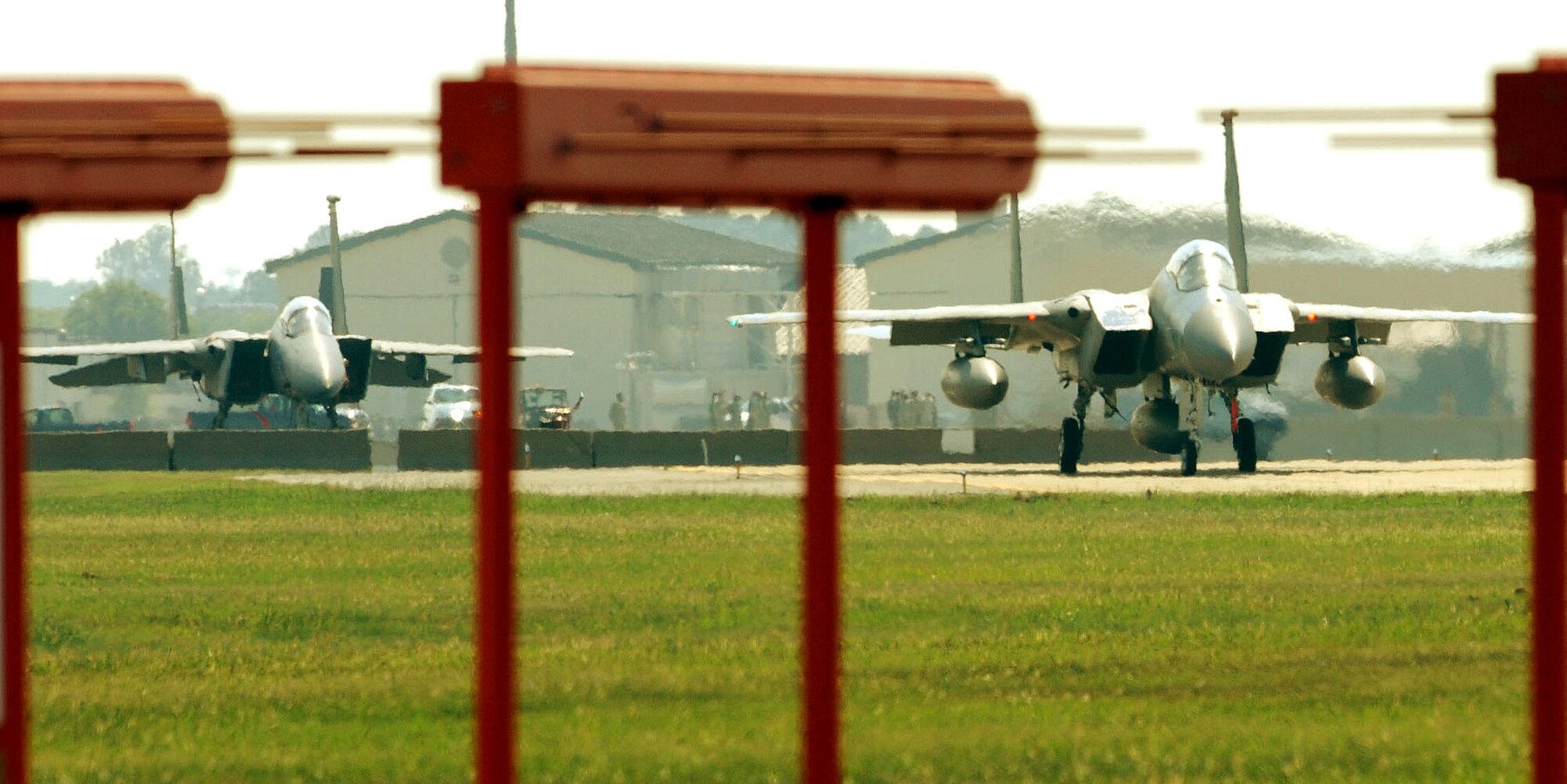 LANGLEY AIR FORCE BASE, Va -- The last two operational F-15 Eagles prepare to take flight, destined for Portland, Ore., Sept. 1 as the historic Ironmen squadron is scheduled to be inactivated. The F-15 aircrafts are being sent to active duty bases within the United States, overseas and National Guard Bases. Like the Aircraft the majority of the Airmen, pilots and maintenance personnel are being allocated to various bases.  (U.S. Air Force photo/Staff Sgt. Tabitha Kuykendall)(RELEASED)