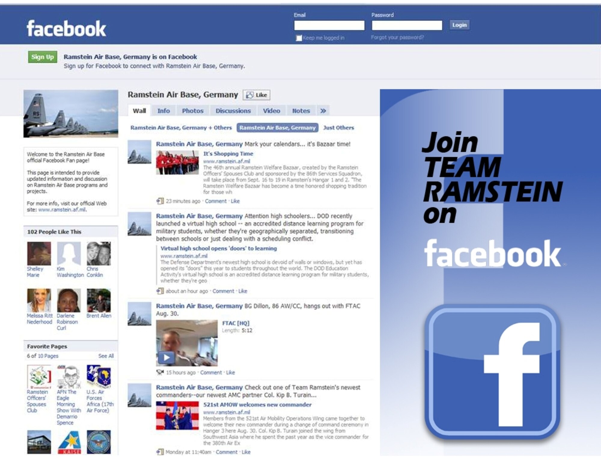 Ramstein joins Facebook -- check us out online.