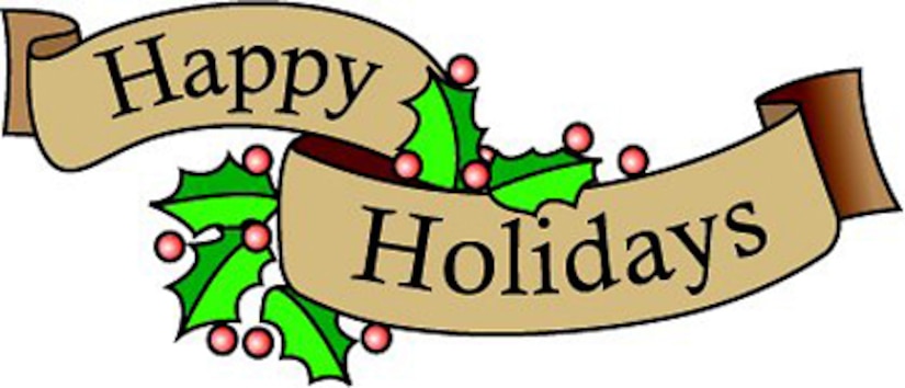 Happy Holiday Banner.  Royalty-free graphic courtesyy of Classroom Clipart.  Image is 6.4x2.75 @ 72 dpi.